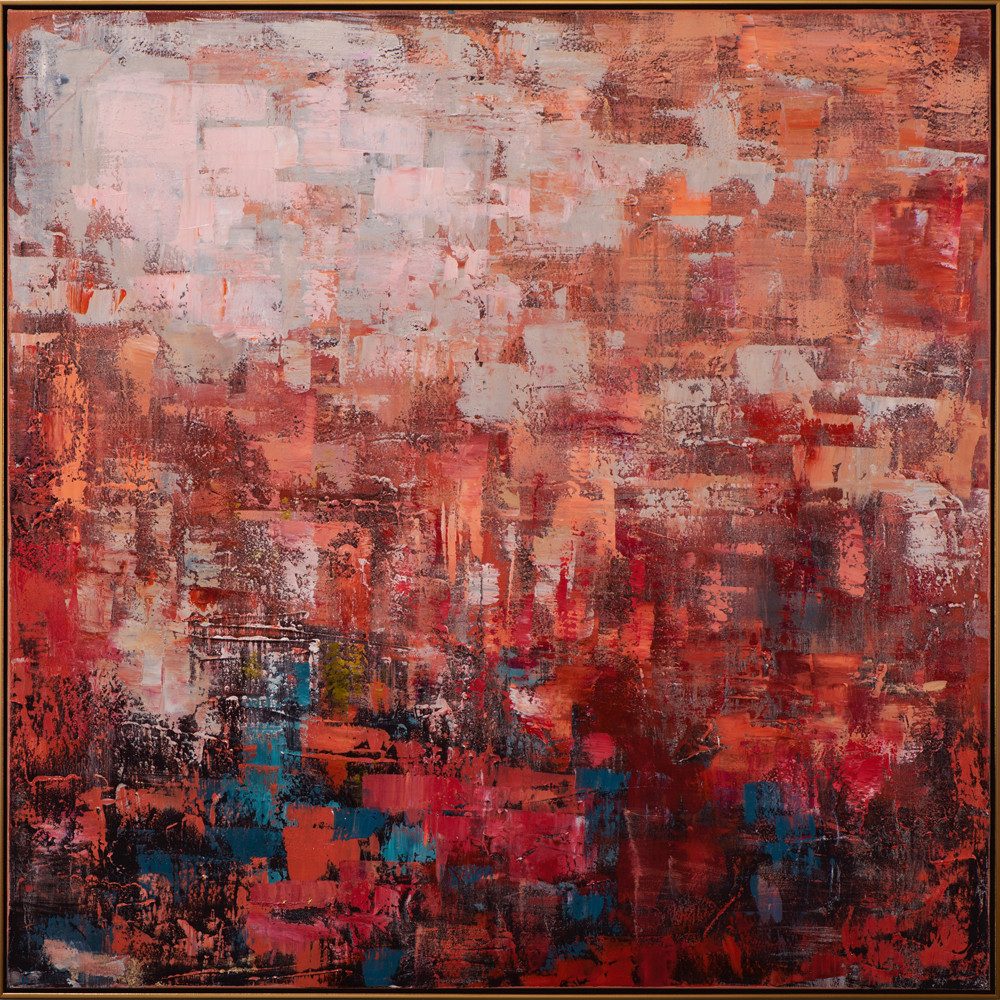 ArtUniverse Gemälde Leinwandbild Impression Rosenrot 113 x 113 cm, Abstrakt