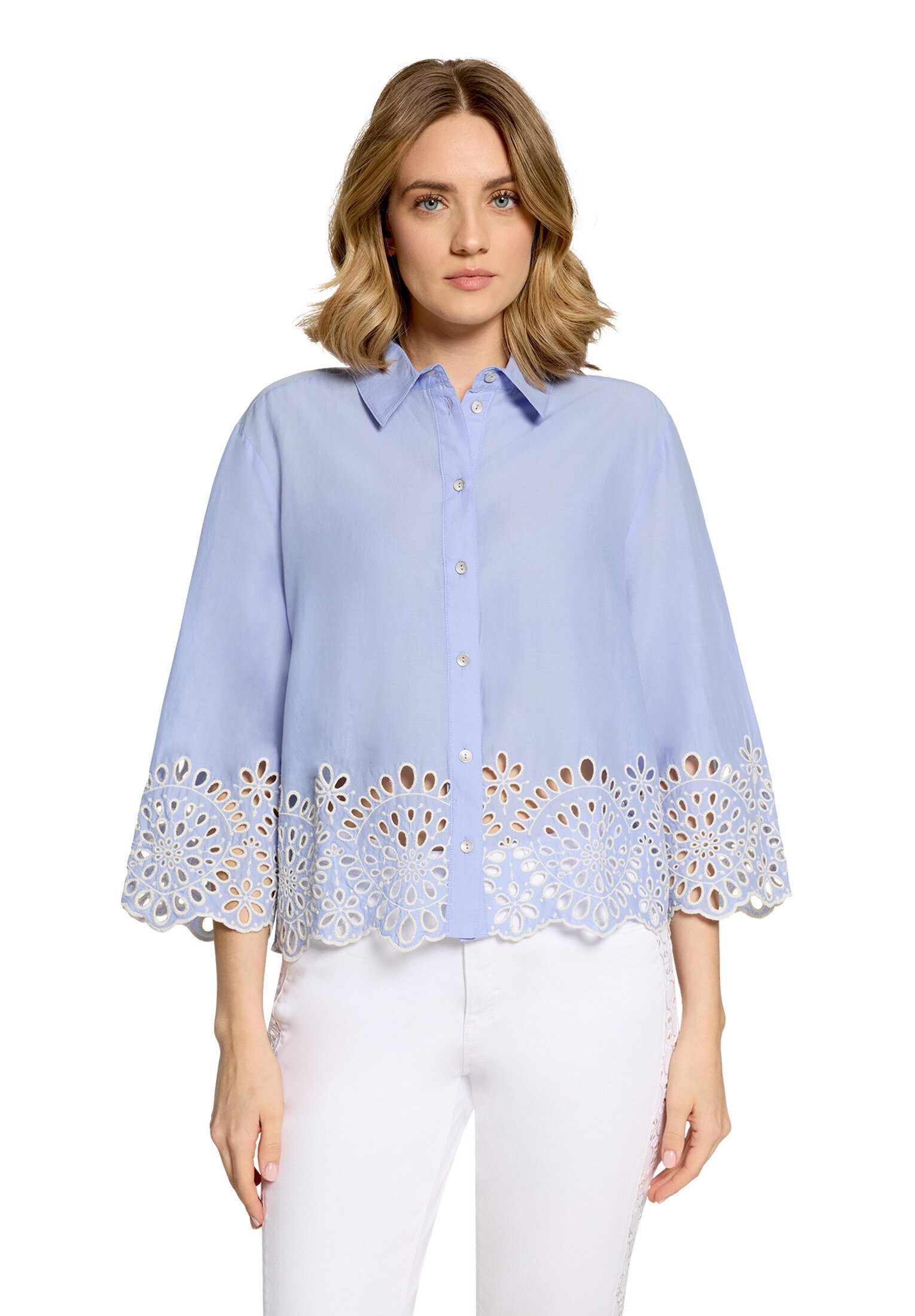 Cartoon Schlupfbluse Damen mit Stickerei