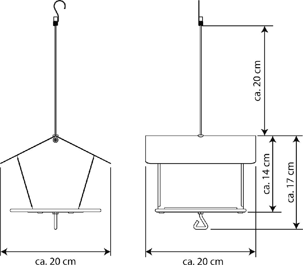 MeLiTec Futterstation Futterspender Vogelhaus eckig Edelstahl matt gebürstet Futterschale, Korrosionsgeschütz