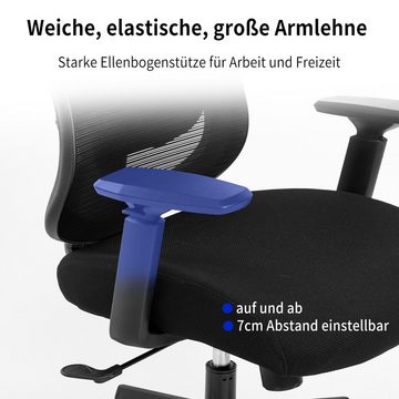 Seven Comfort Bürostuhl Ergonomischer Schreibtischstuhl Chefsessel Drehstuhl (Computerstuhl, Office Chair), 6D-Lendenwirbelstütze, drei Stufen bis zu 130°neigbar