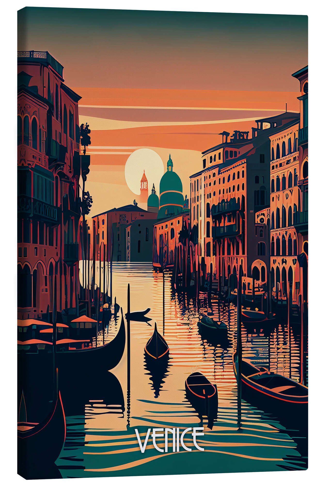 Posterlounge Leinwandbild Durro Art, Reiseplakat Venedig, Illustration