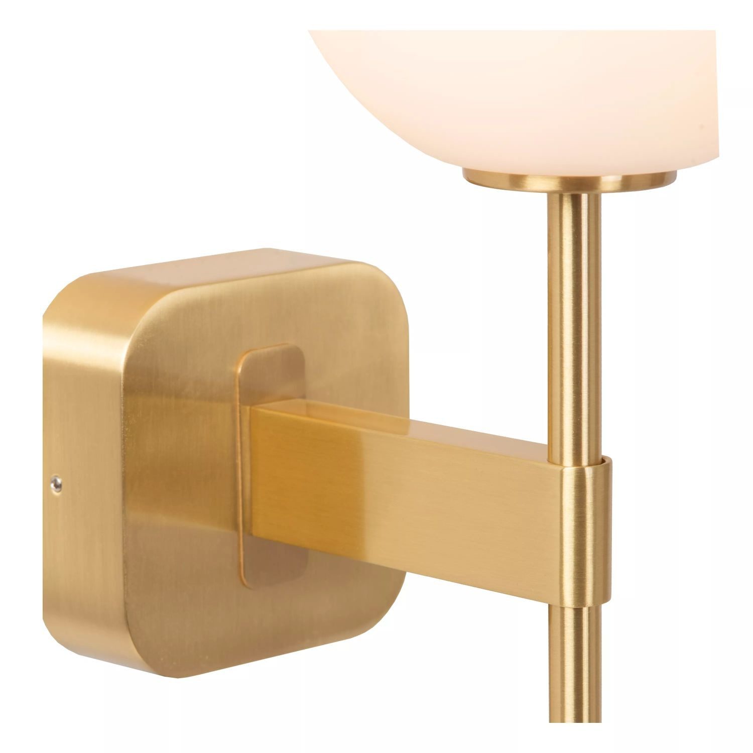 Licht-Erlebnisse Wandleuchte WINO, ohne Leuchtmittel, Glas Metall G9 IP44 H: 34,5 cm in Gold Weiß Kugelschirm Modern