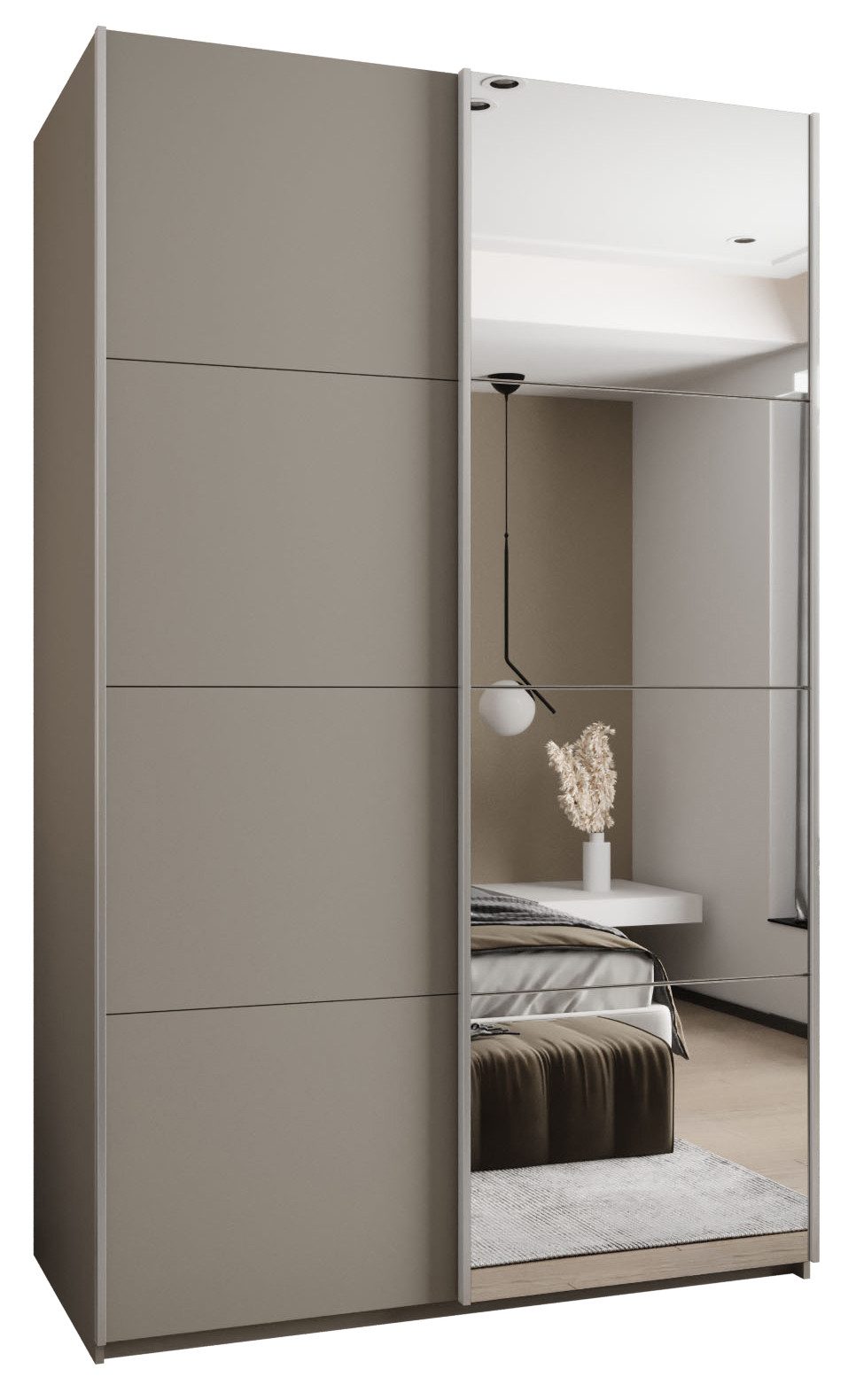 ABIKS MÖBEL Schwebetürenschrank LUX 3 hoher Schlafzimmerschrank - mit Spiegel Kleiderstange, Regalen