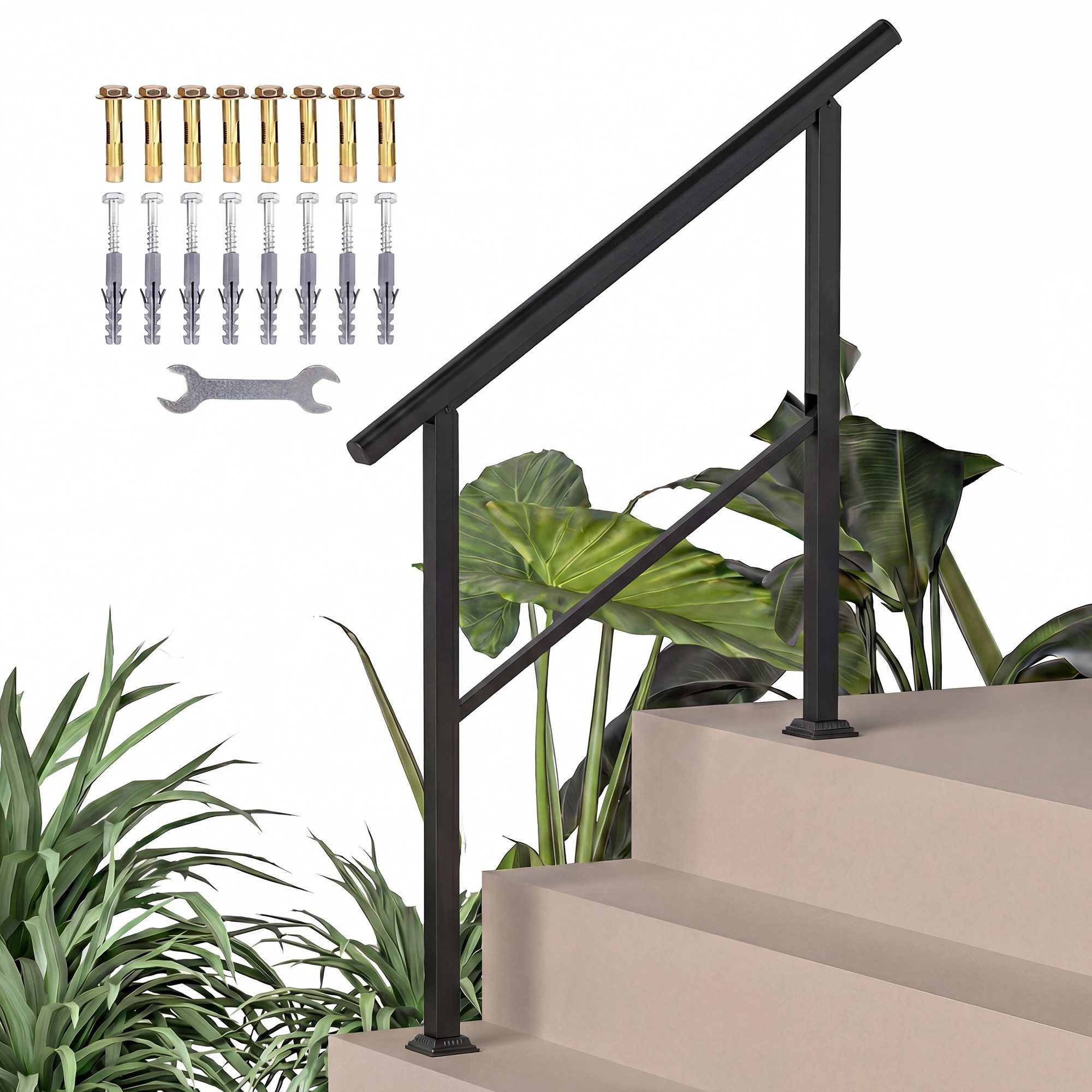 MC Star Treppengeländer Gartentisch Ausziehbarer 80/160 x 80 cm Aluminium Esstisch, für 4-6 Personen, Rechteckig mit Lamellenplatte