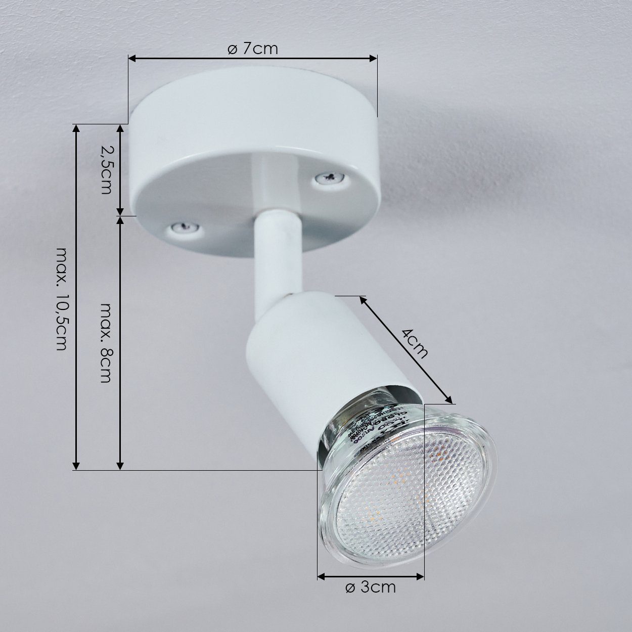 Leuchtenkopf »Roia« in dreh-/schwenkbar Deckenstrahler, weiß, hofstein aus Kelvin, ohne 3000 1xGU10, runde ist Metall beliebig Leuchtmittel, Deckenleuchte Zimmerlampe