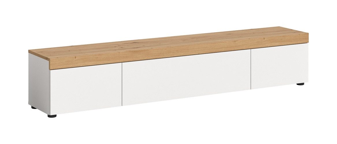 xonox.home Wohnwand TV-Lowboard Ruda, weiß / Artisan Eiche, Vitrine weiß, Wohnzimmerschrank 30 cm