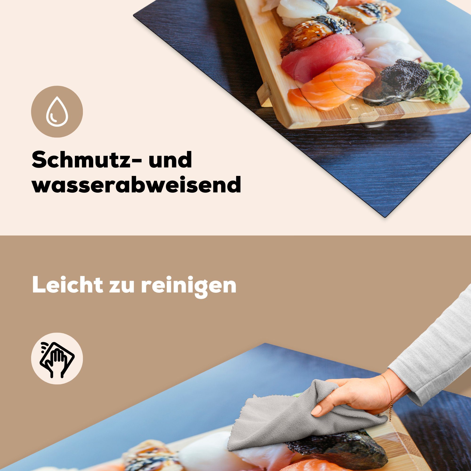 Sushi, Herdblende-/Abdeckplatte Schutz (1 die für küche, cm, Ceranfeldabdeckung tlg), Induktionskochfeld MuchoWow Japanisches Vinyl, 81x52