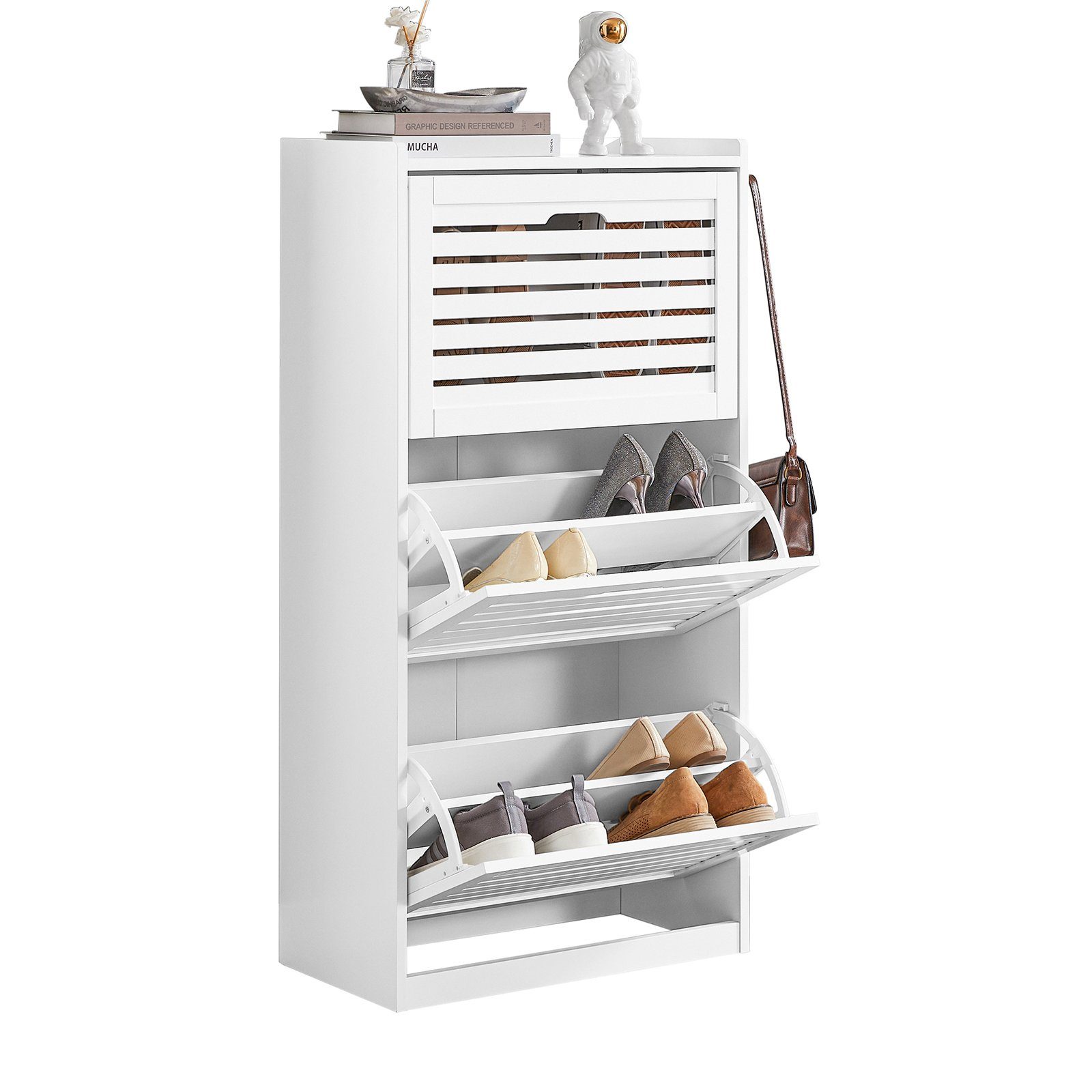 SoBuy Schuhschrank mit 3 Klappen Schuhregal Schuhkipper Schuhkommode FSR108 günstig online kaufen