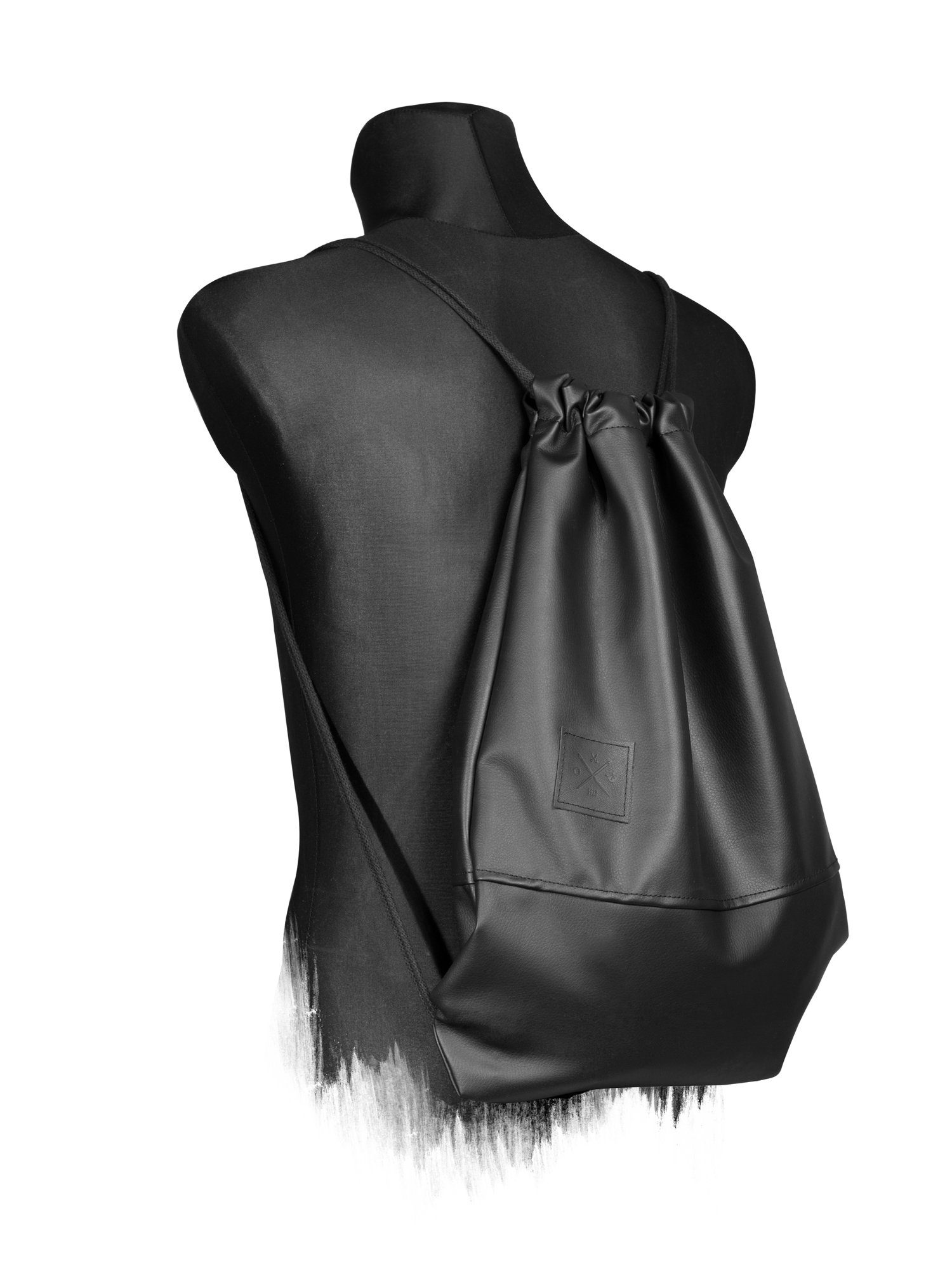 Manufaktur13 Gymbag Black Out Sports Bag - Turnbeutel, Kunstleder Sportbeutel, Vegan