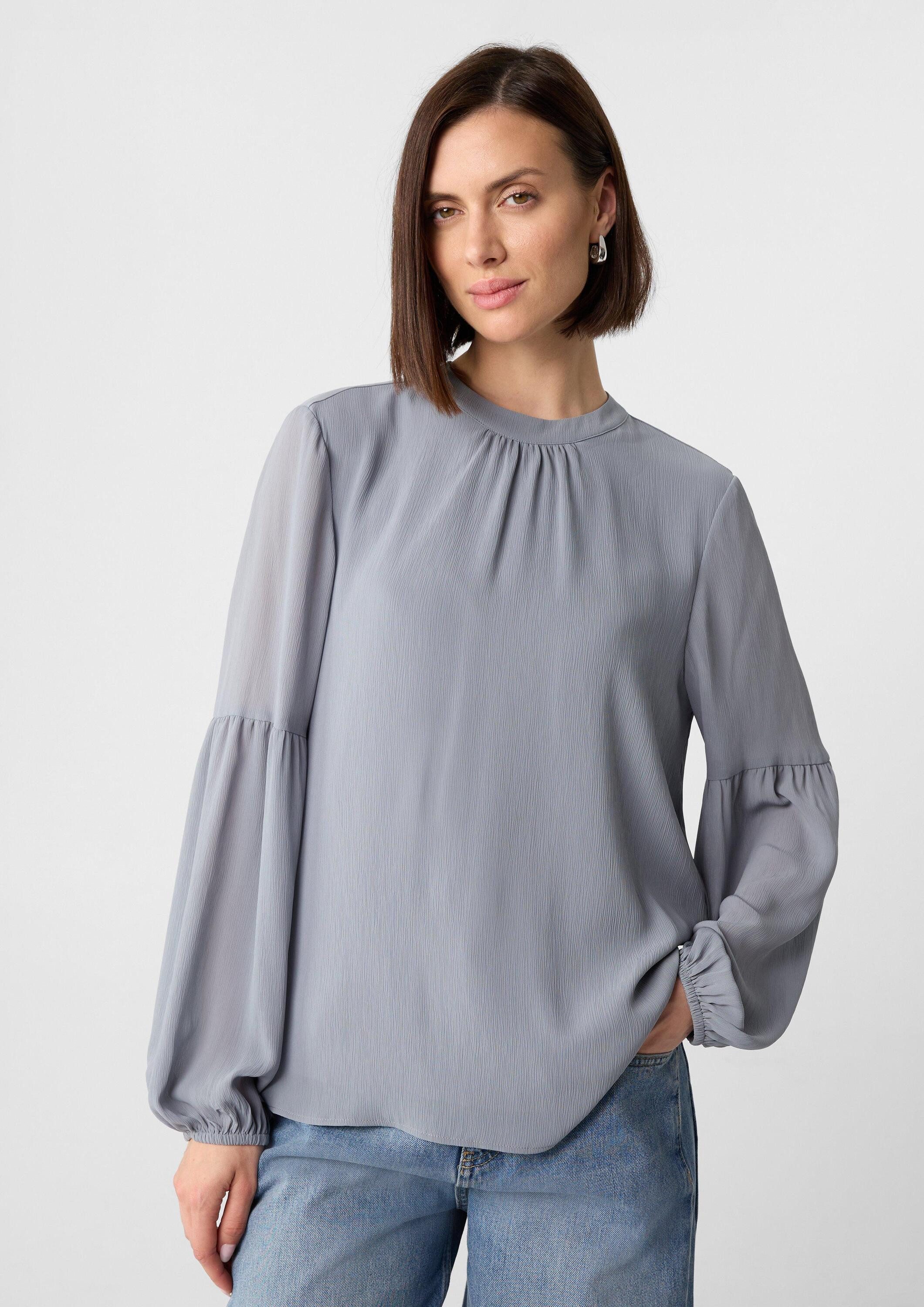 comma Langarmbluse Bluse Gefütterte Chiffonbluse mit Ballonärmeln günstig online kaufen