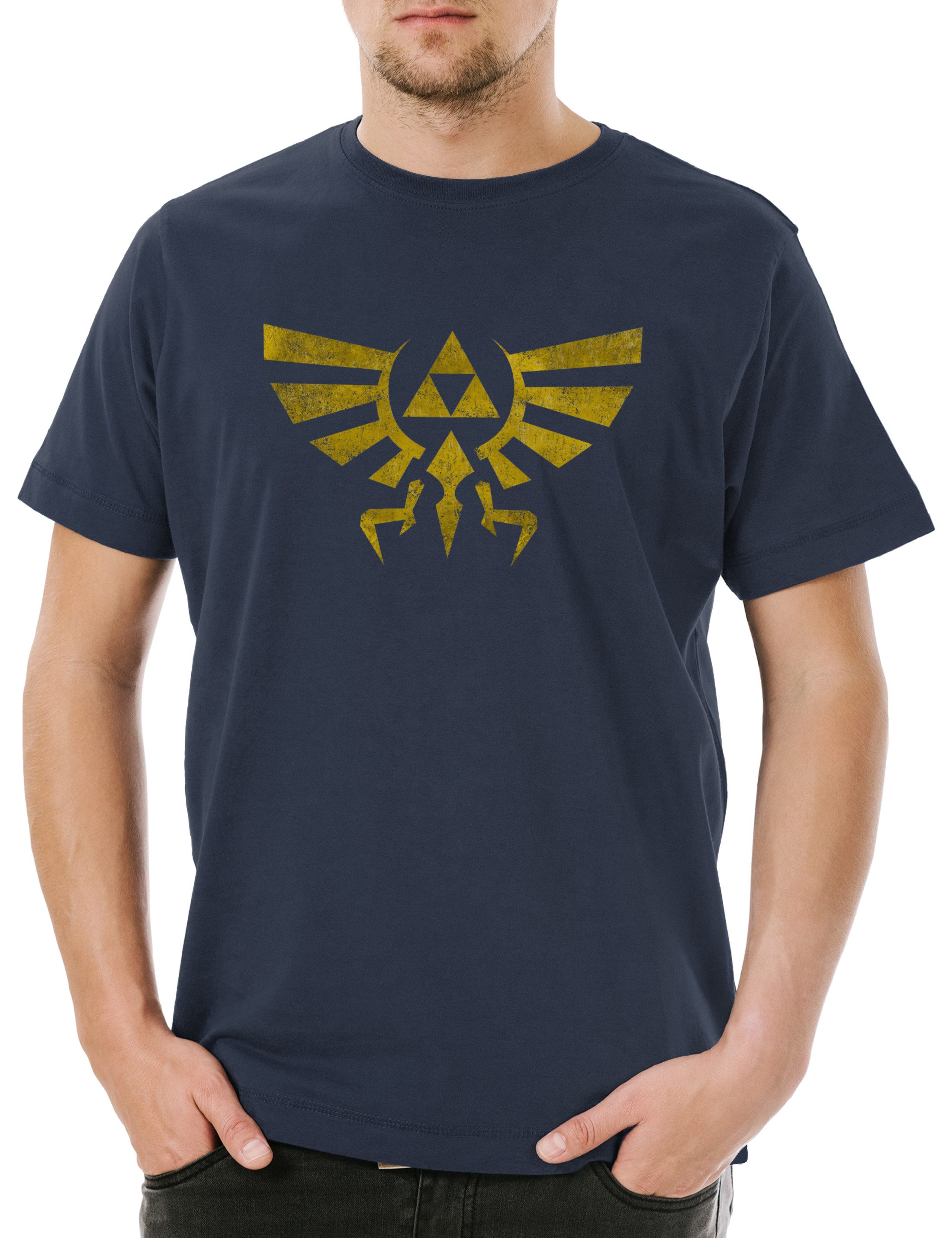 Urban Backwoods Print-Shirt Triforce Vintage Logo Herren T-Shirt Shirt Legend Link Symbol Zelda (1-tlg) Game Sign Insignia Symbol