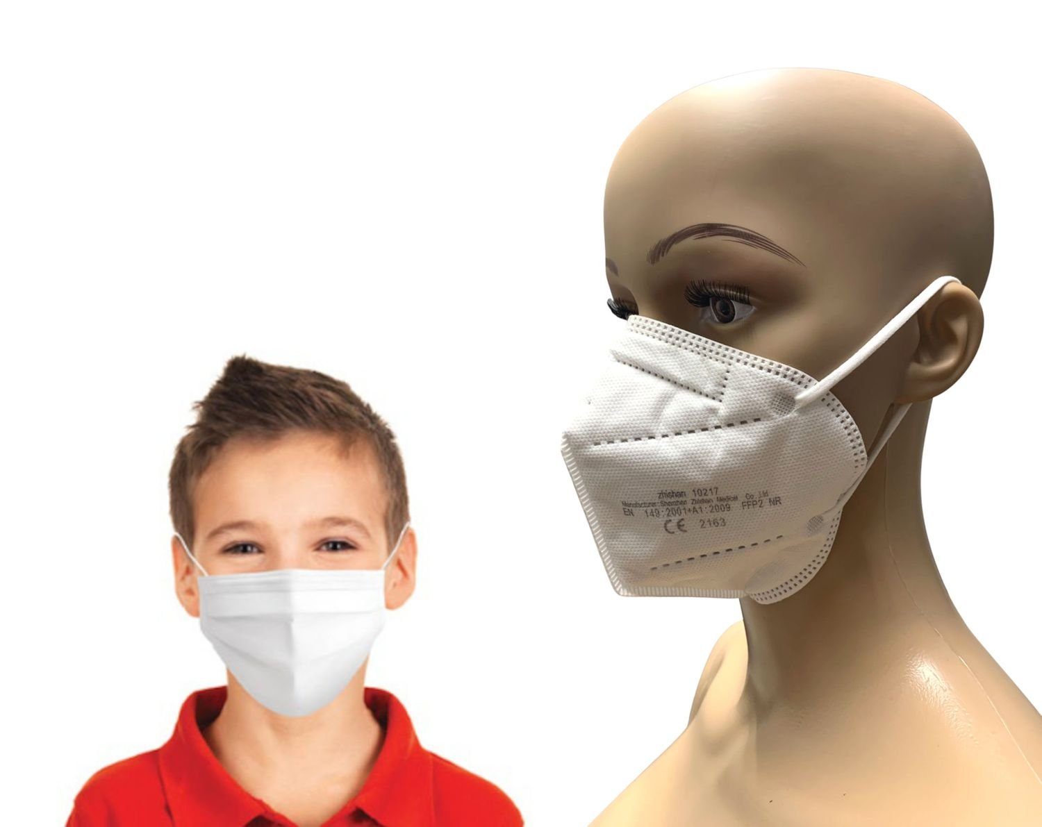 Verkleidungsmaske 50x FFP2 NR Mundschutz CE2163 + 10 Einwegmasken für Kinder