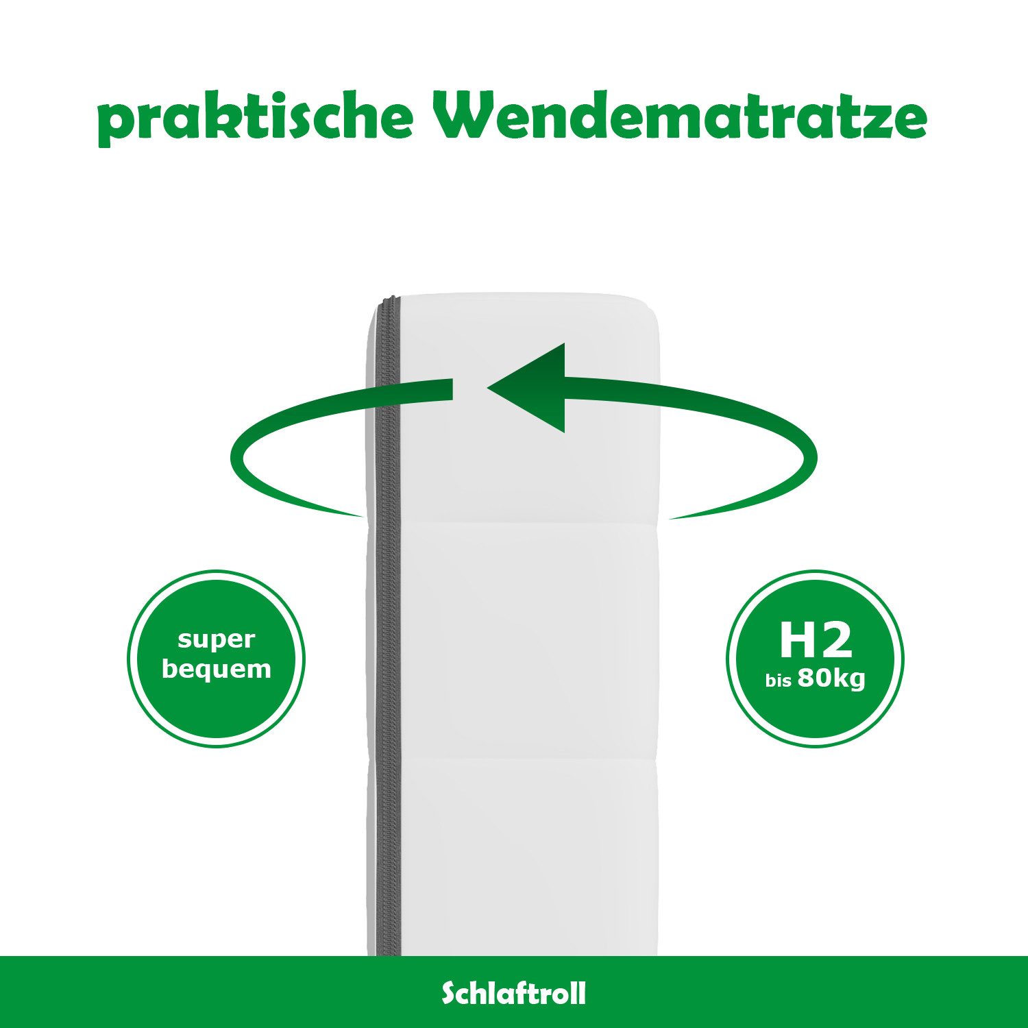 Kaltschaummatratze mit ergonomischem Härtegrade H3, Made in Germany, Schlaftroll, verfügbar in 140x200 cm, 90x200 cm, 180x200 cm und weiteren Größen – Bild 4 von 5