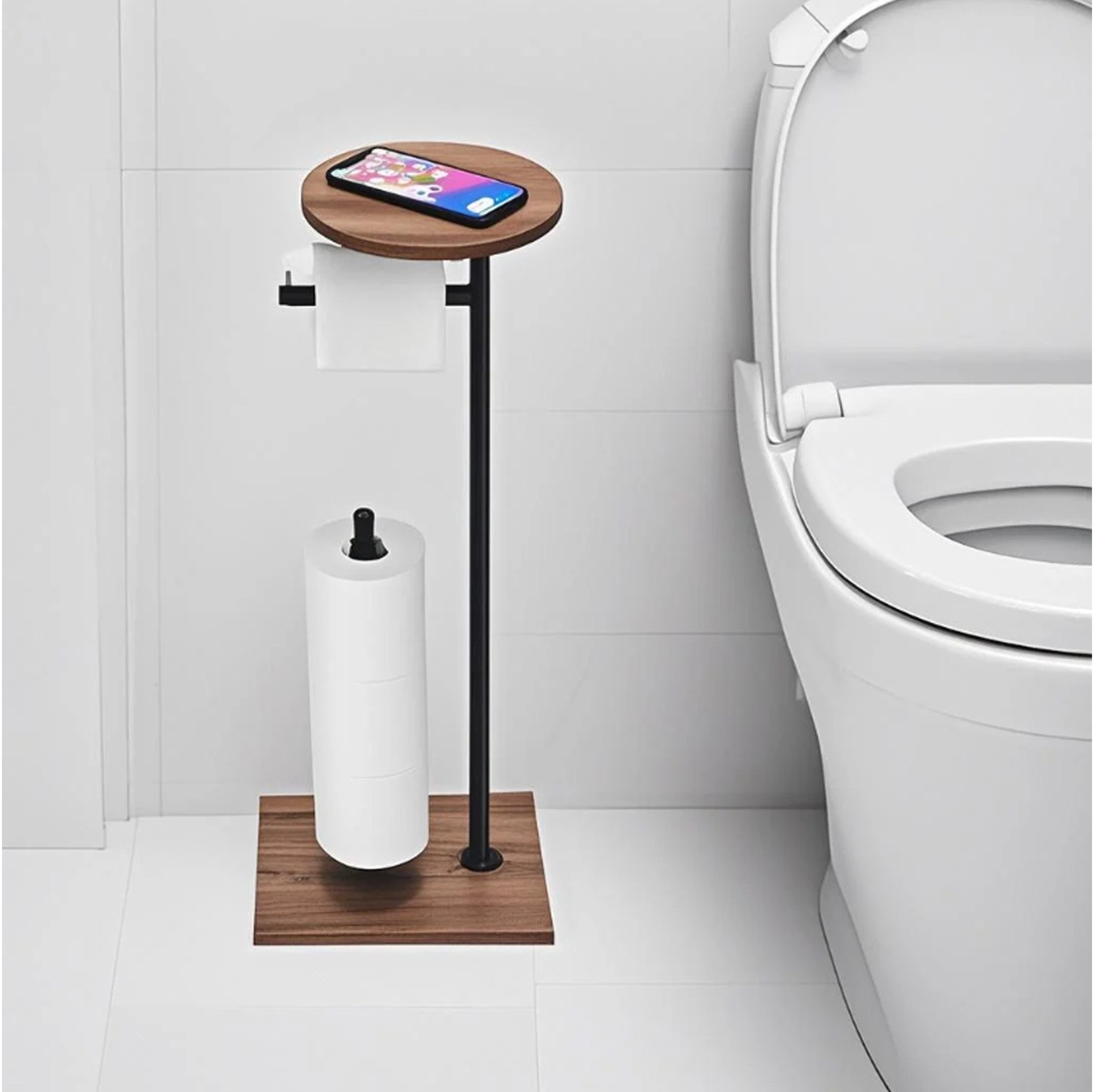 YINDN WC-Garnitur Toilettenpapierhalter stehend, 2-in-1 stehender günstig online kaufen