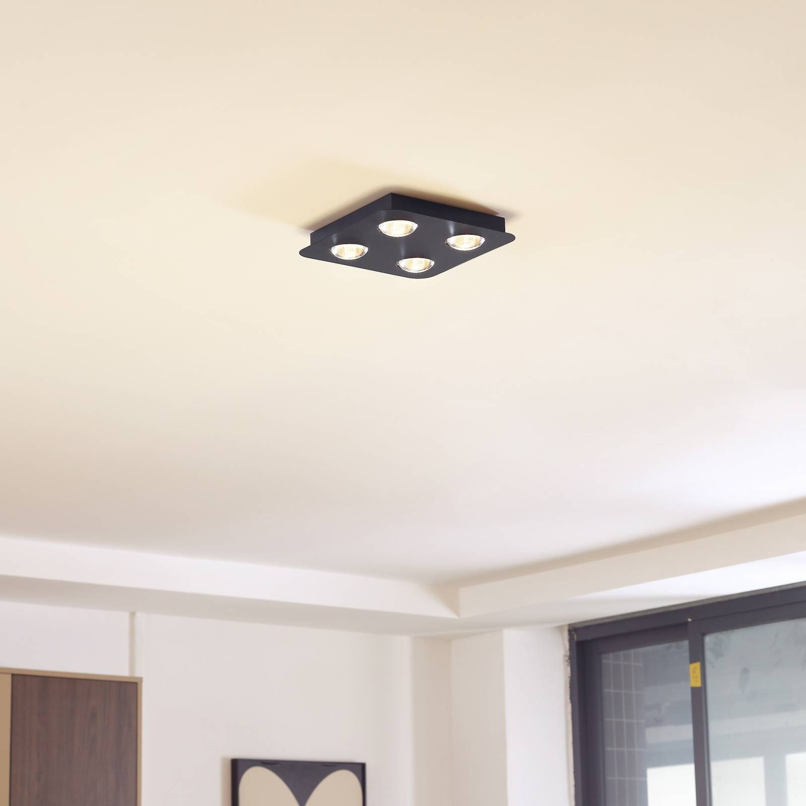 Lindby Deckenleuchten Jyla, Metall, Schwarz IP20, 4 x 11 W LED