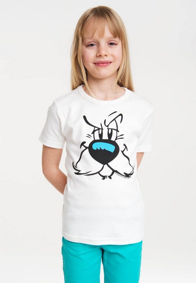 Idefix Aus Baumwolle Passform T-Shirt und Faces - hochwertiger - mit LOGOSHIRT reiner tollem Frontdruck, idealer Asterix mit