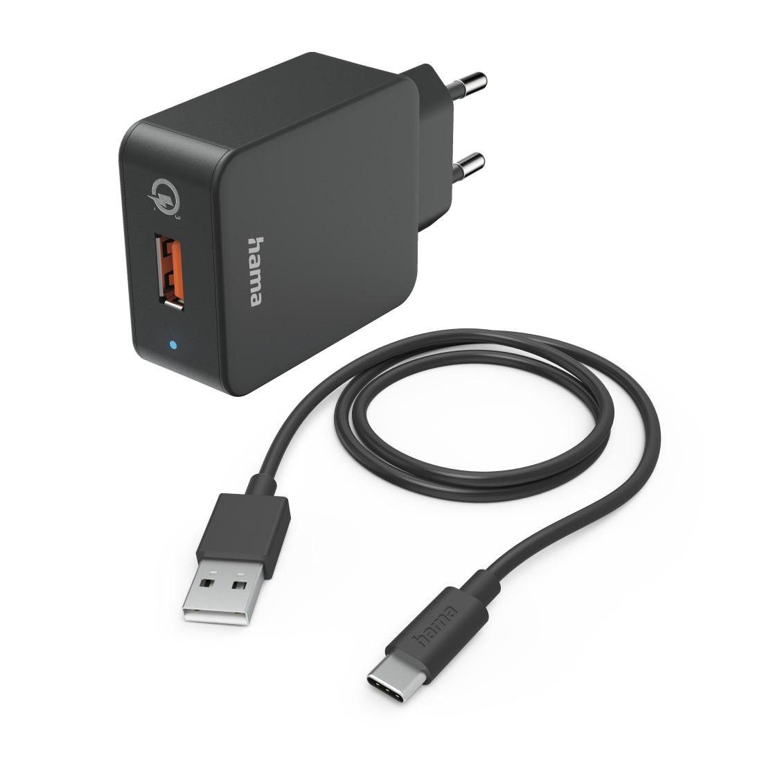 Schnellladegerät mit Ladekabel USB C Qualcomm® 19,5 W 1,5m Schwarz Smartphone-Ladegerät
