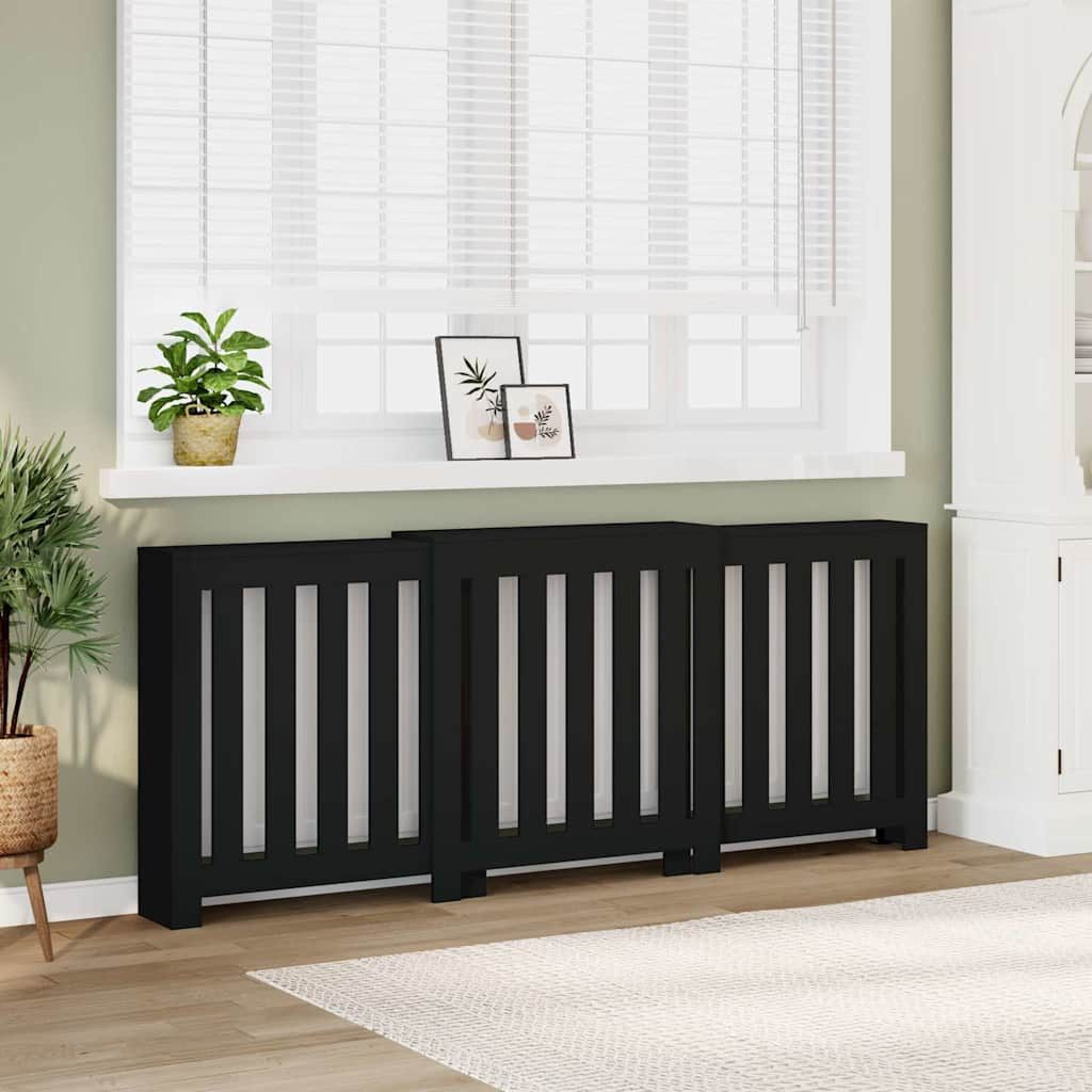 vidaXL Heizkörper Heizkörperverkleidung Schwarz 205x21,5x83,5 cm Holzwerkstoff