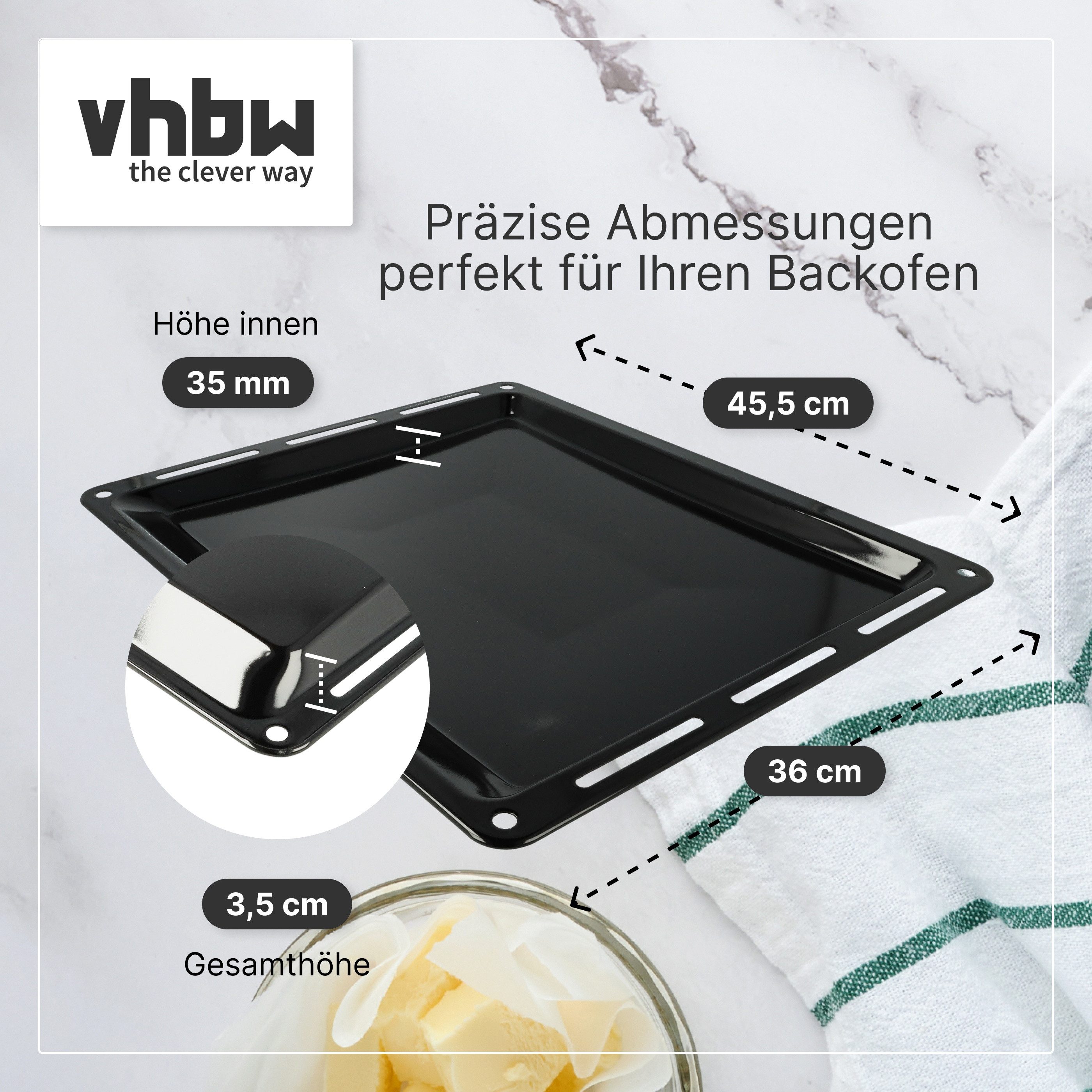 vhbw Backblech passend für Bosch HBG635BS1/35, HBG636BS1W/35, HBG655NB1/35, Metall