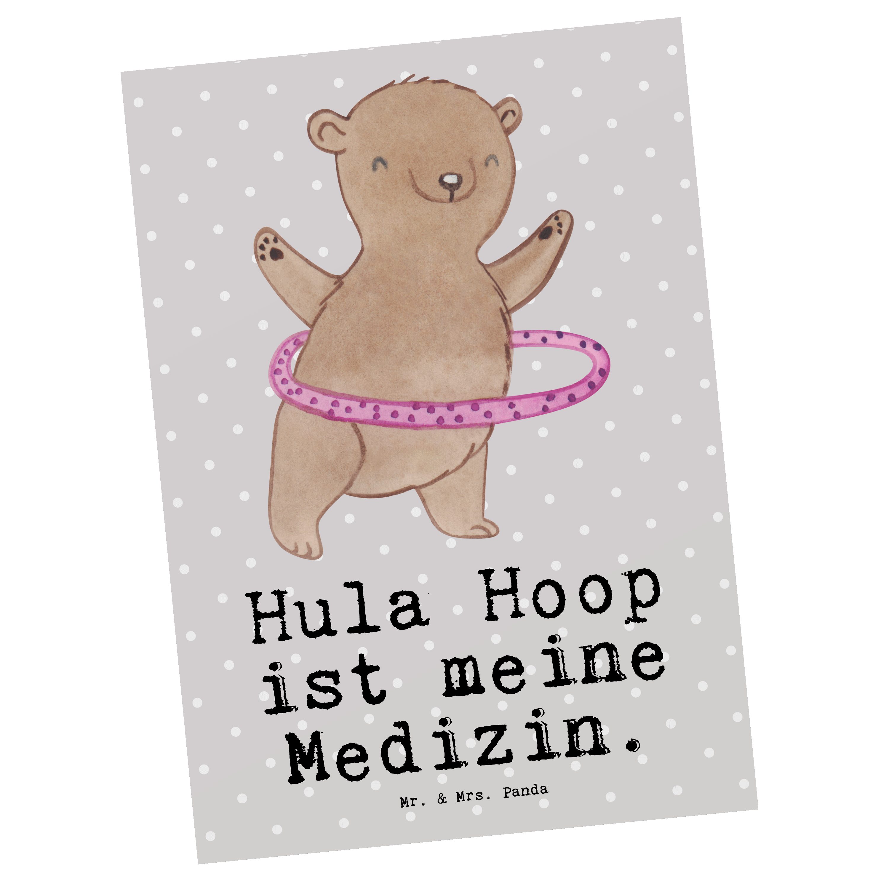 Mr. & Training, Pastell Hula Panda Bär Mrs. Grau Hoop - Postkarte Geschenk, Geschenkka Medizin 
