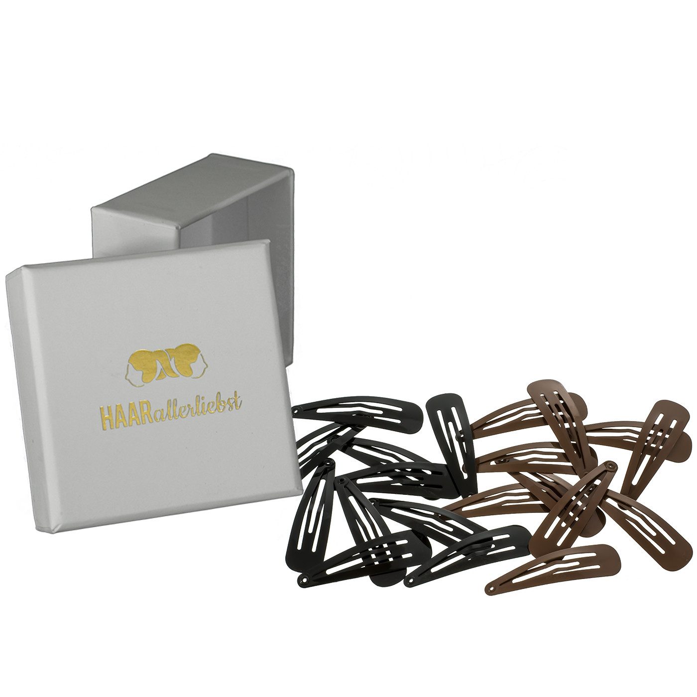 HAARallerliebst Haarspange Haarspange, Spar-Set, 20-tlg., FARBE schwarz braun, 50mm Lang