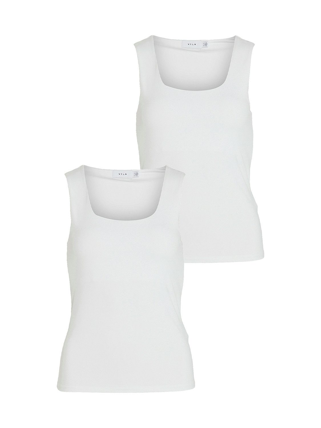 Vila Shirttop 2er-SET Tank Figurbetont (2-tlg) VIKENZA U-NECK S/L TANK TOP - NOOS