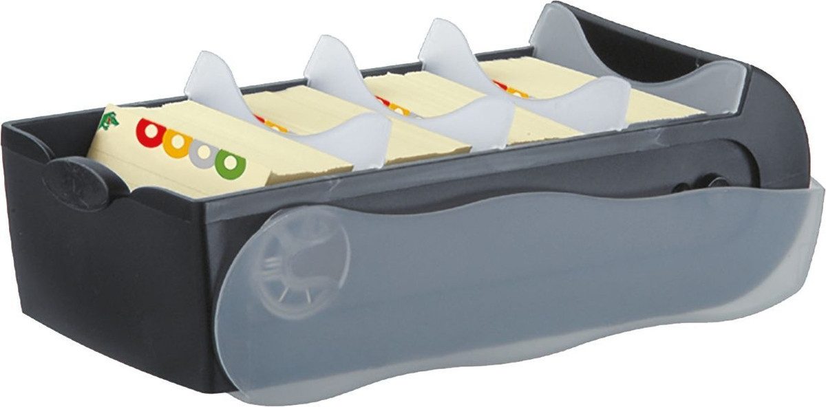 HAN-Bürogeräte Karteikasten Lernkartei Croco A8 quer mit 5 Stützen und 100 Karten schwarz/transluz