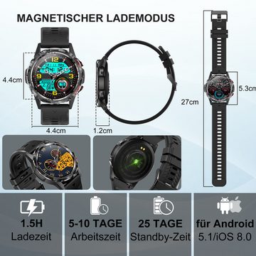 HYIEAR Smartwatch IPX5 wasserdicht/1,32 Zoll und Bluetooth-Headset 5.3 Smartwatch (Android/iOS) Set, Wird mit UsB-Ladekabel geliefert., Voice Assistant, individuelle Ziferblätter, geringer Stromverbrauch.