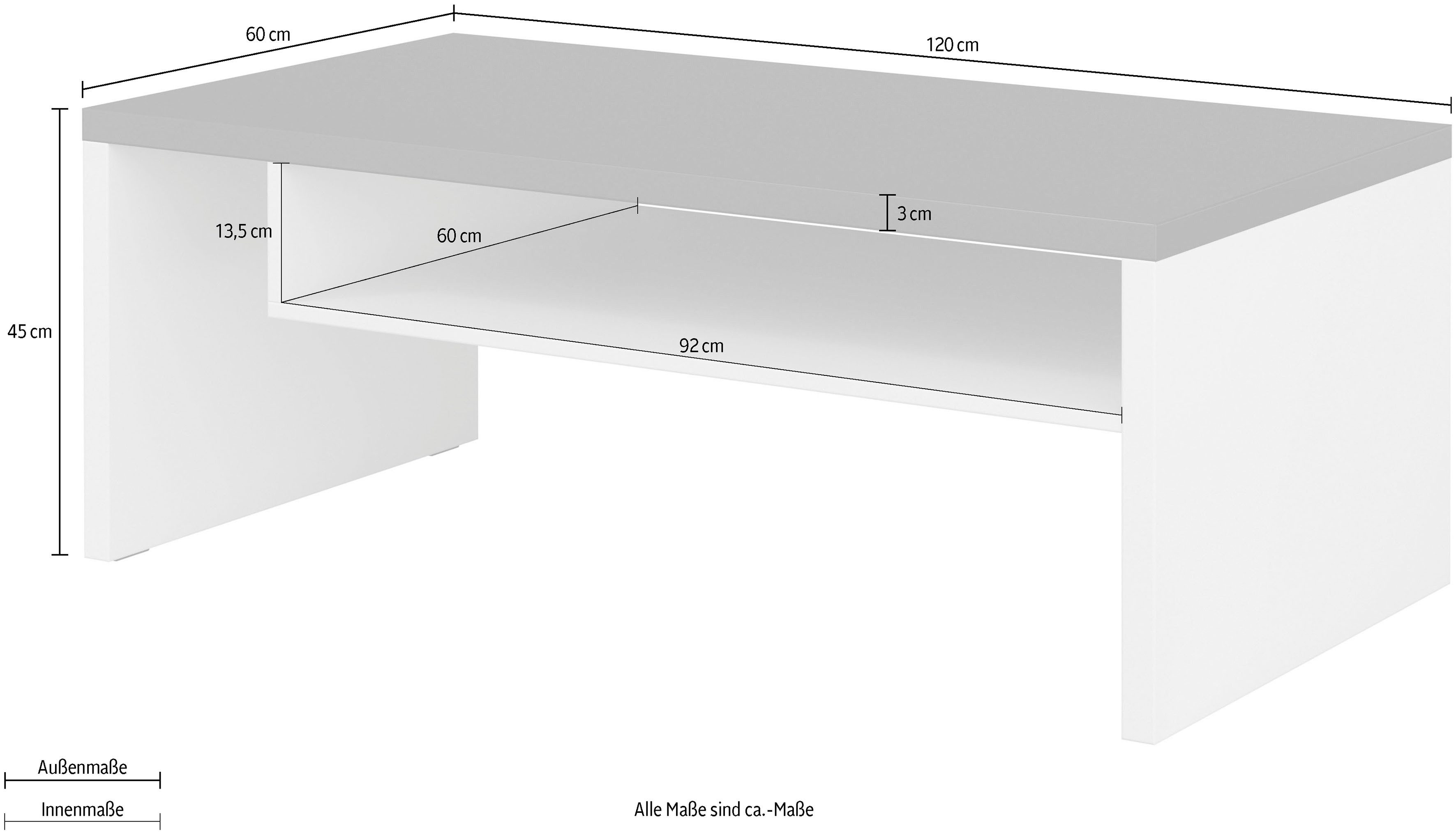OTTO home Couchtisch Cross, Breite 120 cm, moderner Sofatisch für Wohnzimmer, Tisch mit offenem Fachboden