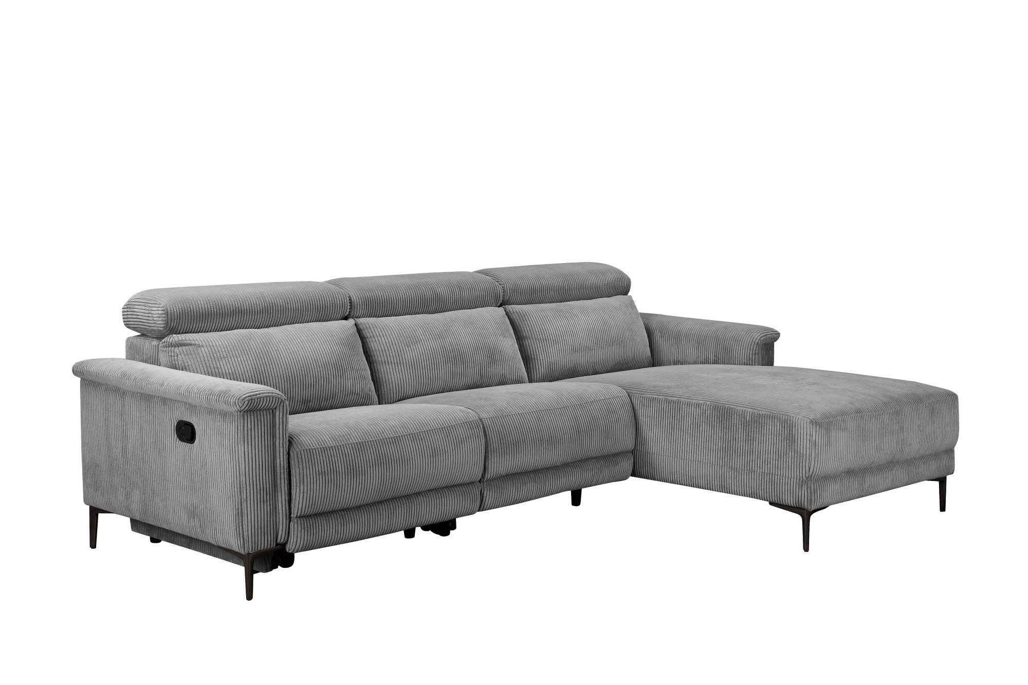 OTTO home Ecksofa LUND Cord, L-Form, 261 cm, man. o. elektr. Relaxfunktion (mit USB-A), USB-C bei elektrischer Variante und Kopfteilverstellung