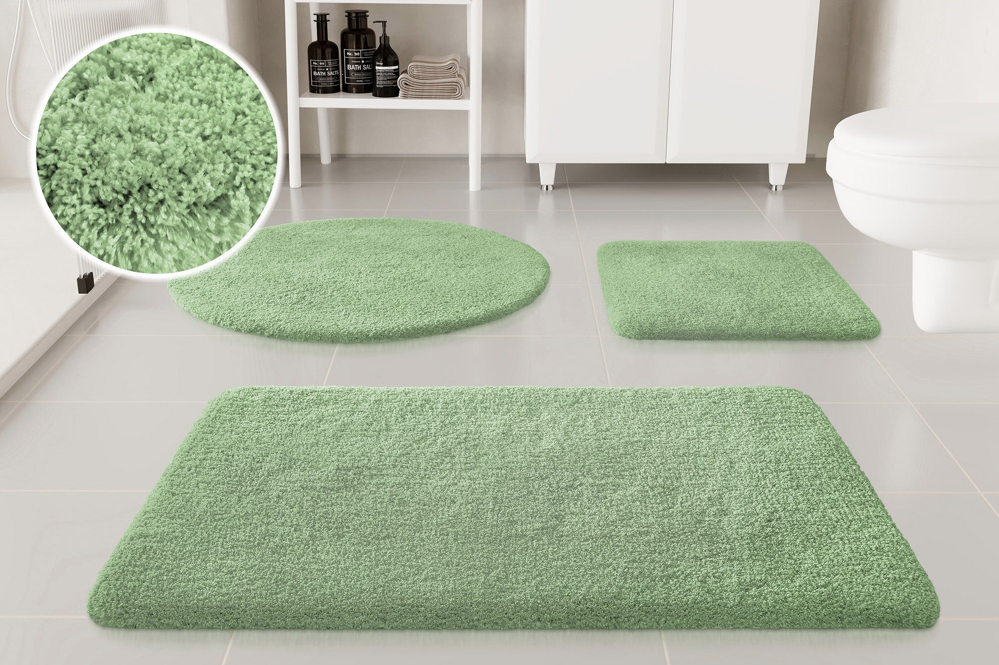 OTTO home Badematte Kaarin, uni, viele Farben, Badvorleger, Badezimmer Teppich, Höhe 30 mm, rutschhemmend beschichtet, fußbodenheizungsgeeignet, Polyester, rechteckig, Badteppich, getuftet, flauschig, hochflor, große Farbauswahl