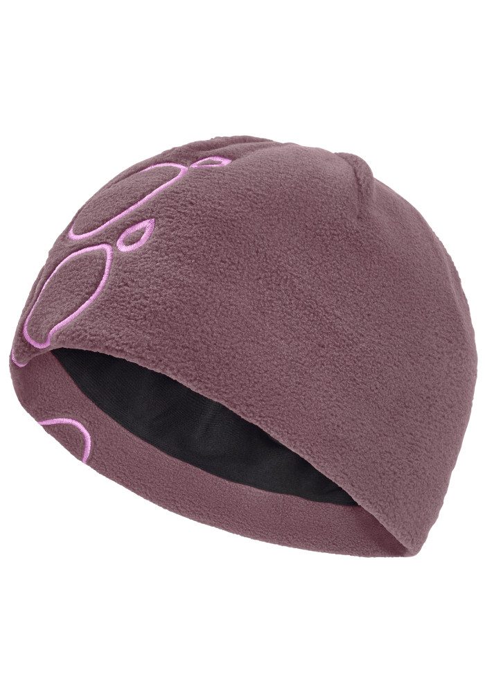 Jack Wolfskin Beanie VERTIGO PAW BEANIE K Kinder-Fleecebeanie, warm, Pfotenmotiv