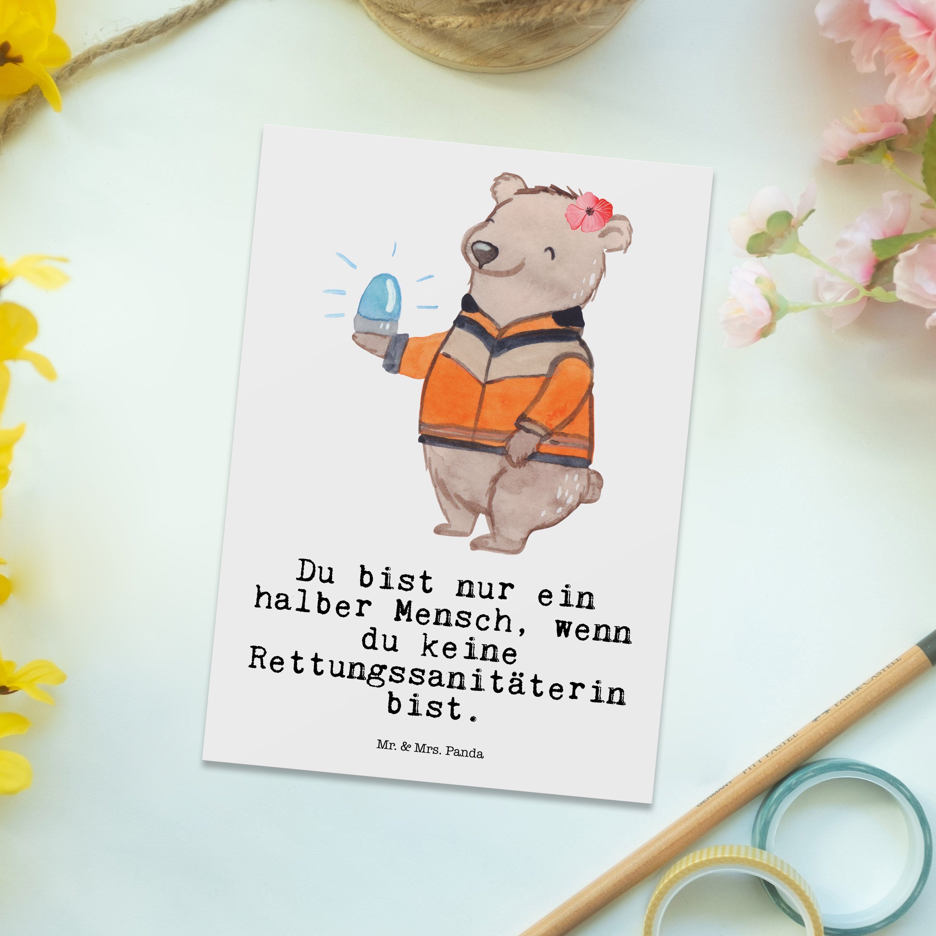 & Weiß Ges mit Postkarte Rettungssanitäterin Geschenk, - - Panda Herz Geburtstagskarte, Mrs. Mr.