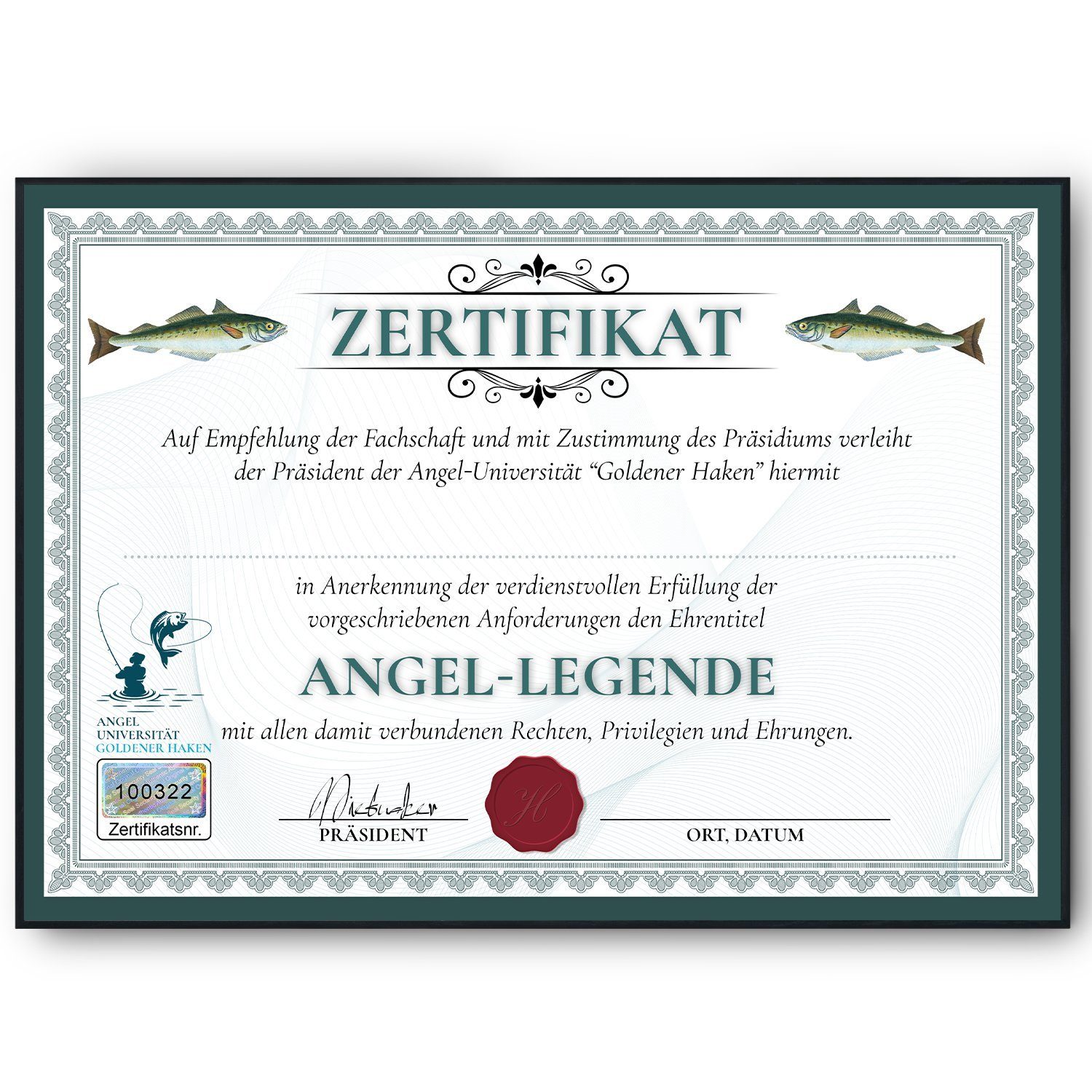Tigerlino Poster Angler Geschenk Geburtstag Angler Urkunde Angeln lustig