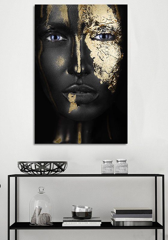 queence Acrylglasbild Anuket, Bilder von Frauen, Fashion, Frau, Gemälde, Magazincover, Mode, Modern (1 St), von Hand eingearbeitete Blattgold Applikationen