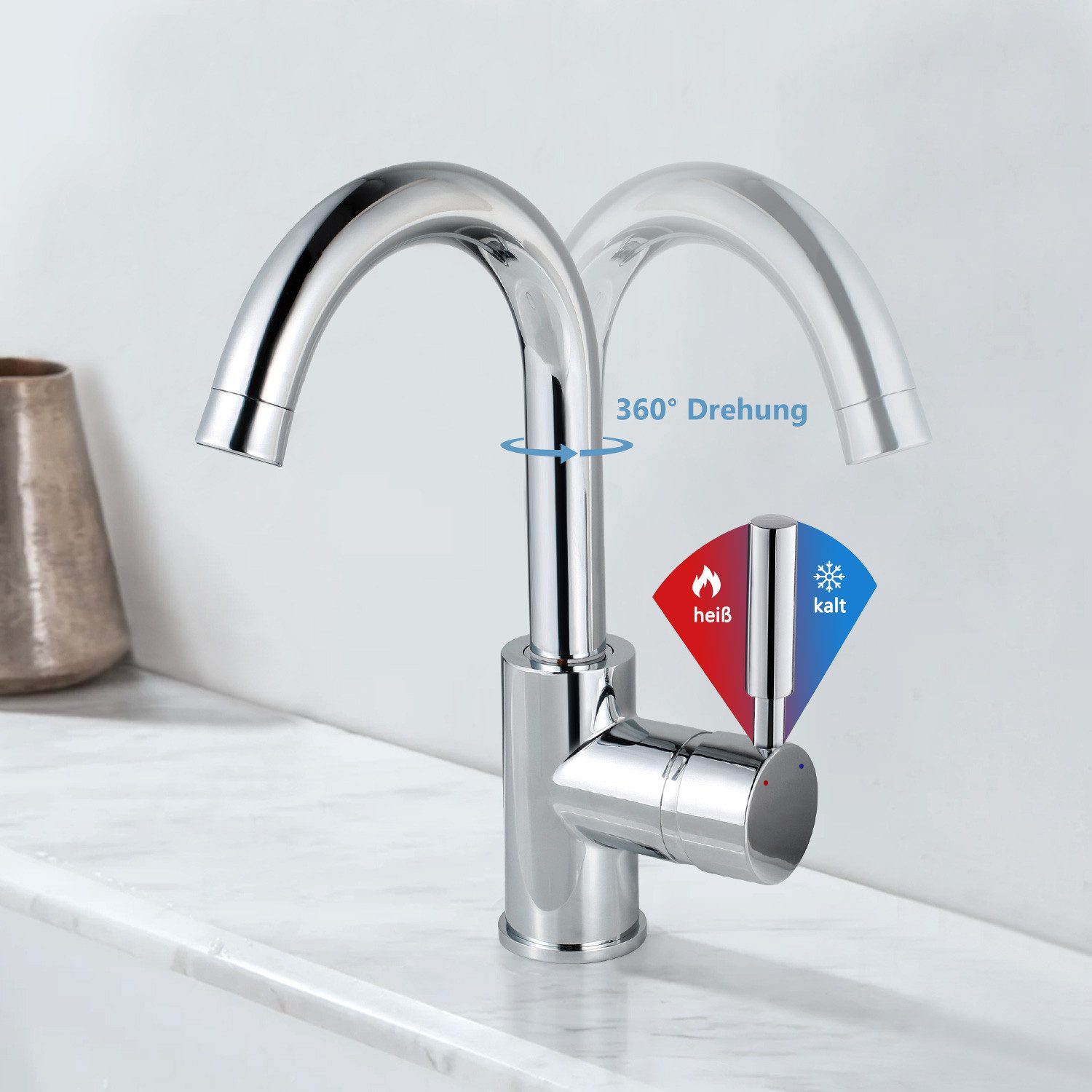 WOOHSE Waschtischarmatur Bad Armatur 360° Drehbar, günstig online kaufen