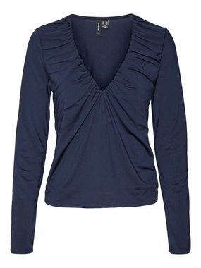 Vero Moda Langarmshirt HANNA BIANCA (1-tlg) Drapiert/gerafft