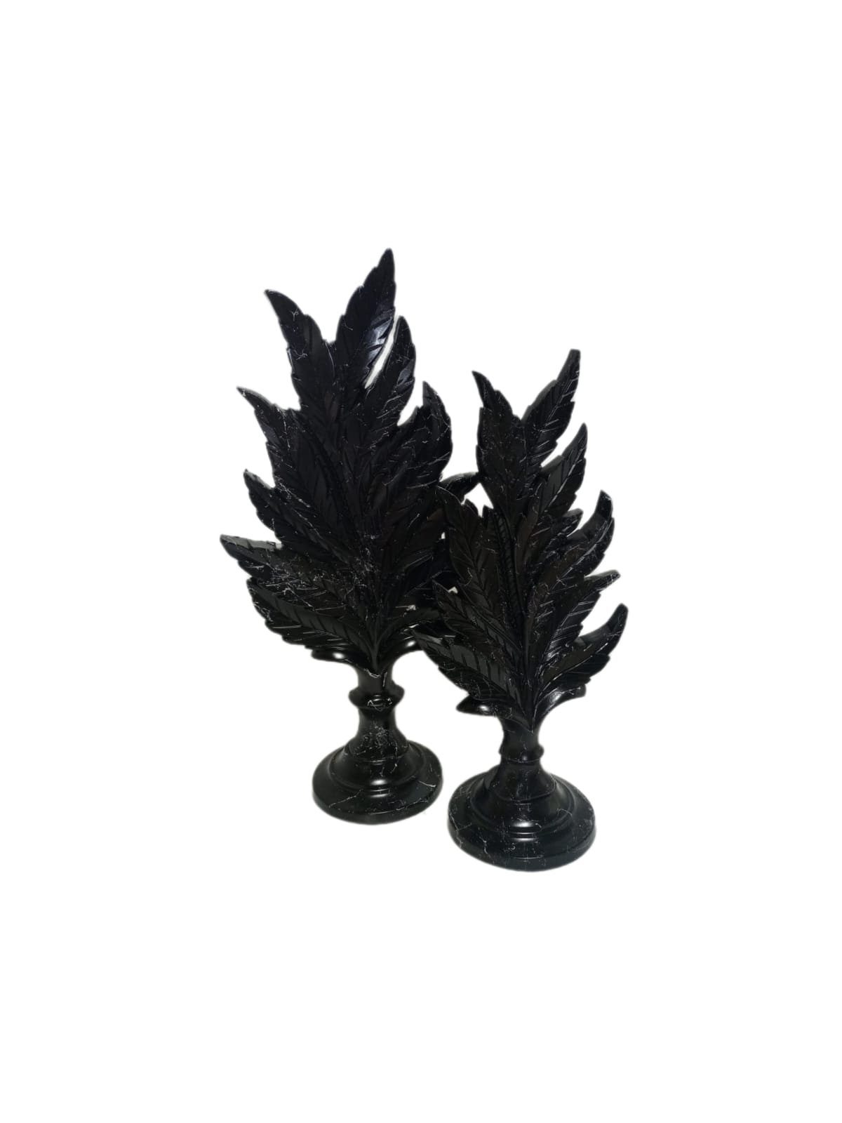 Polyresin Schwarz Stehend Dekofigur Set Skulptur Blatt moebel17 2er Marmoroptik, Dekofigur aus