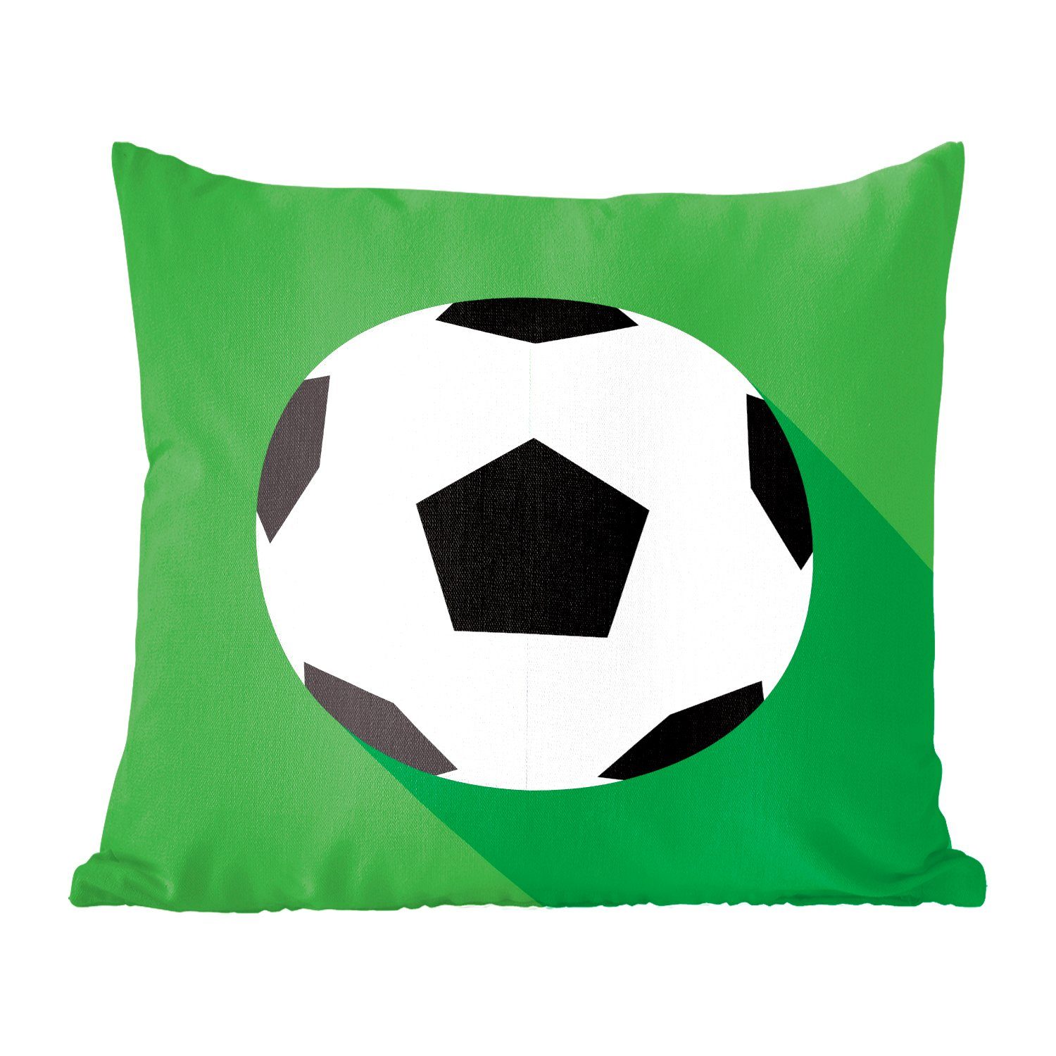 MuchoWow Dekokissen Eine Illustration eines Fußballs auf einem grünen Hintergrund - Jungen, Zierkissen mit Füllung für Wohzimmer, Schlafzimmer, Deko, Sofakissen