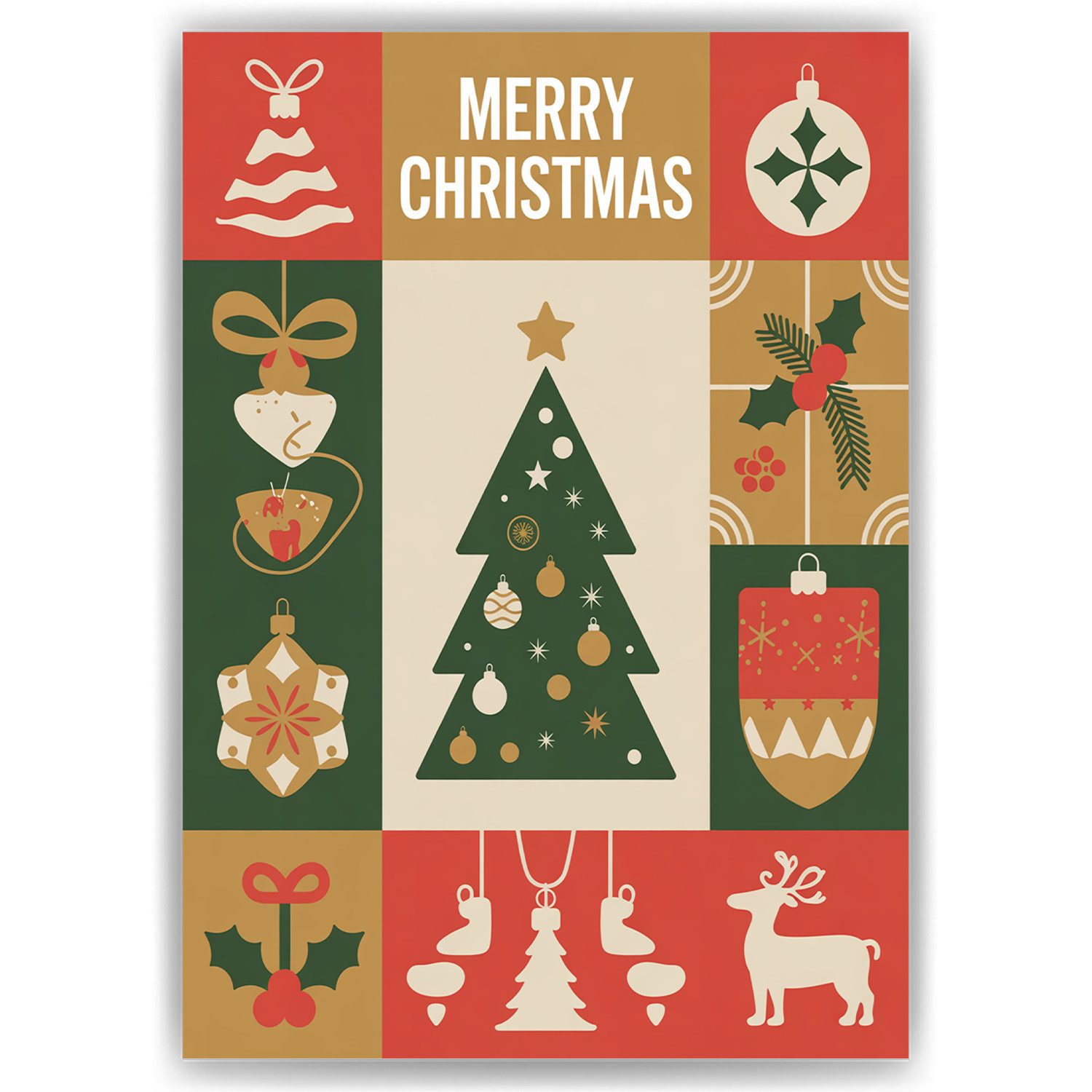 Tigerlino Poster Weihnachten Bild Tannenbaum Dekoration Weihnachtszeit Merry Christmas, DIN A4