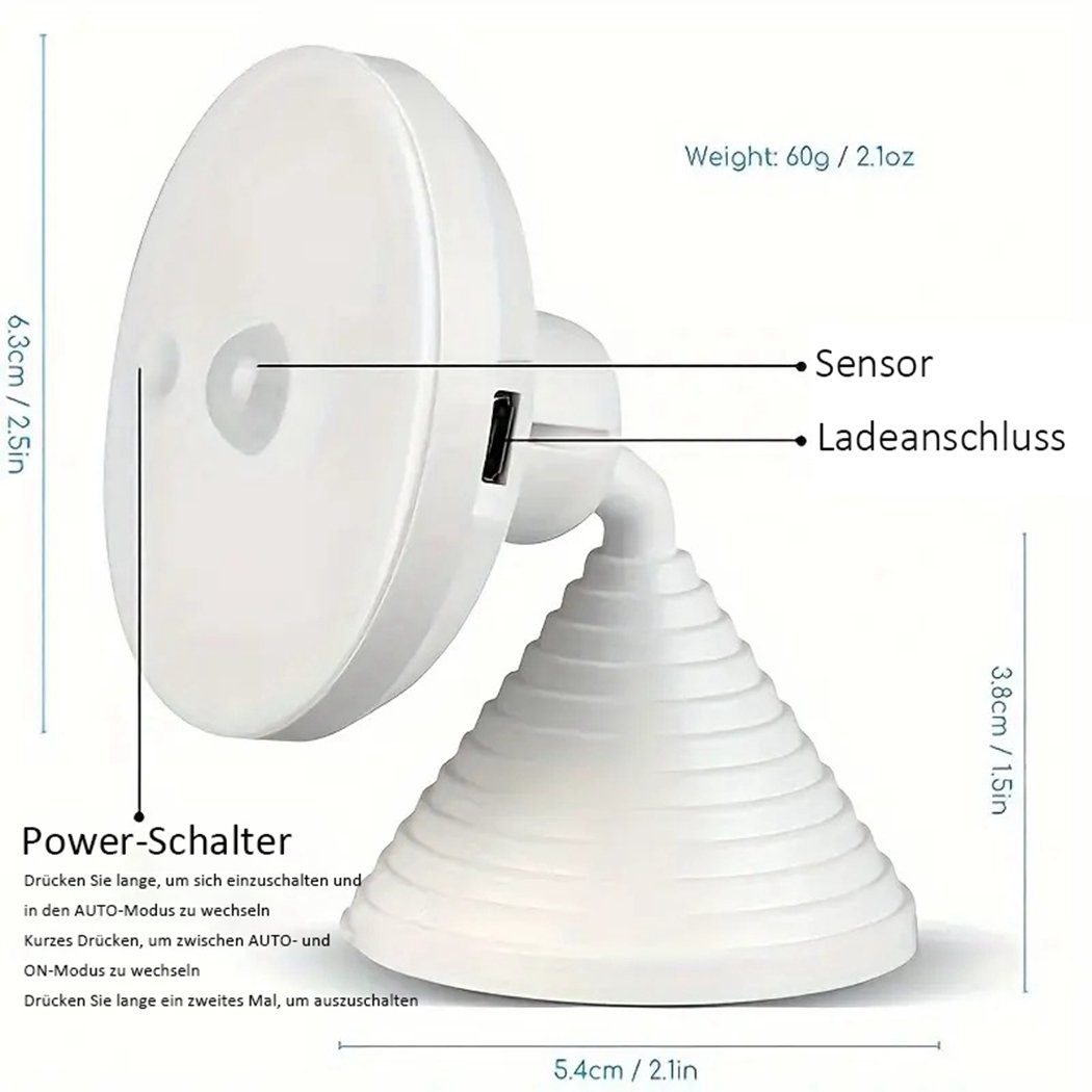 TUABUR LED Nachtlicht menschlichen Körper, für drehbares Sensorlicht Sensorlicht den