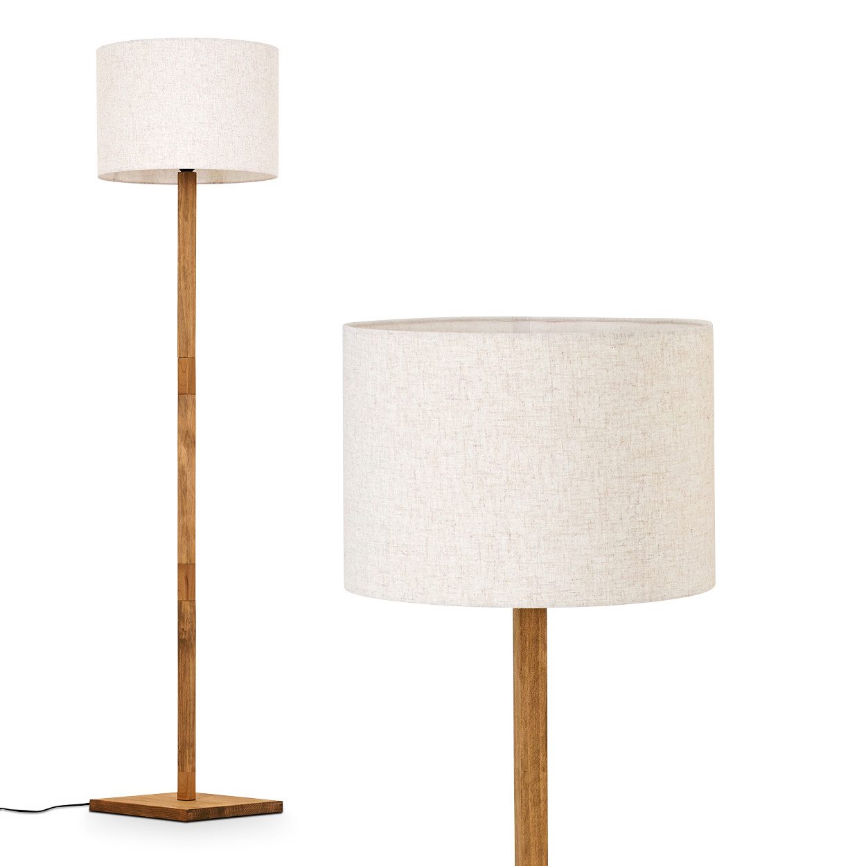 hofstein Stehlampe Stehlampe mit Holzfuß und Schirm aus Stoff, ohne Leuchtm günstig online kaufen