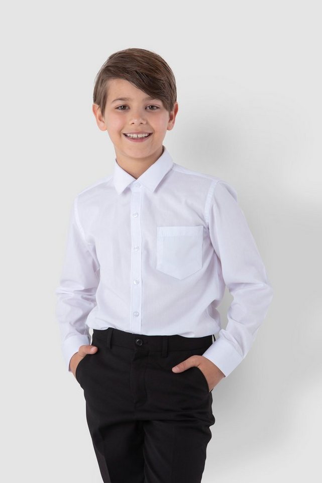 Melli-Trends Langarmhemd Kinderhemd weiß Jungen Hemd Kinder Party Hemd Slim  Fit festlich, elegant
