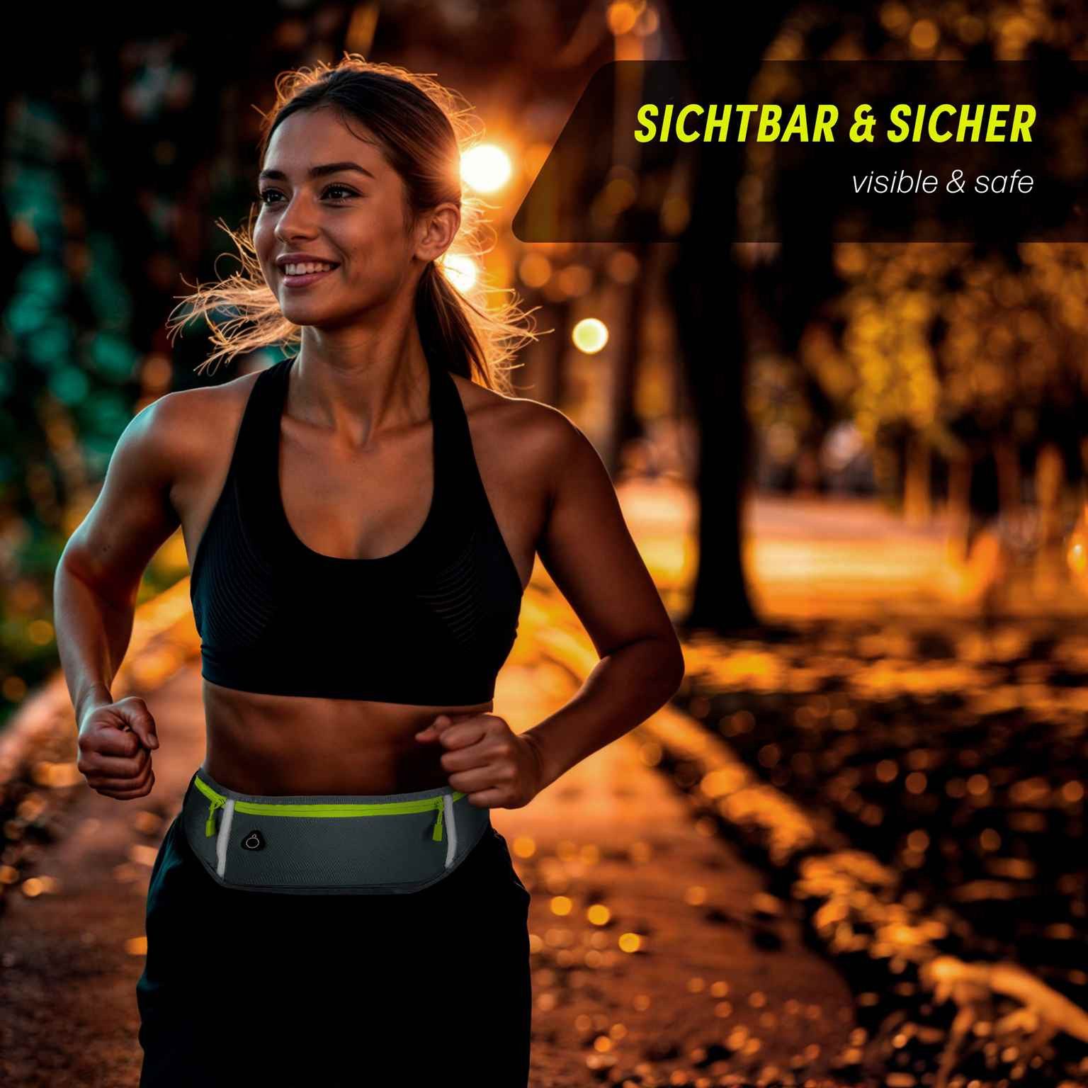 ONEFLOW Laufgürtel für HTC U23 Pro Lauftasche ActivePro Belt Grau Sport Handytasche zum Joggen Damen Herren Bauchtasche Handy Running