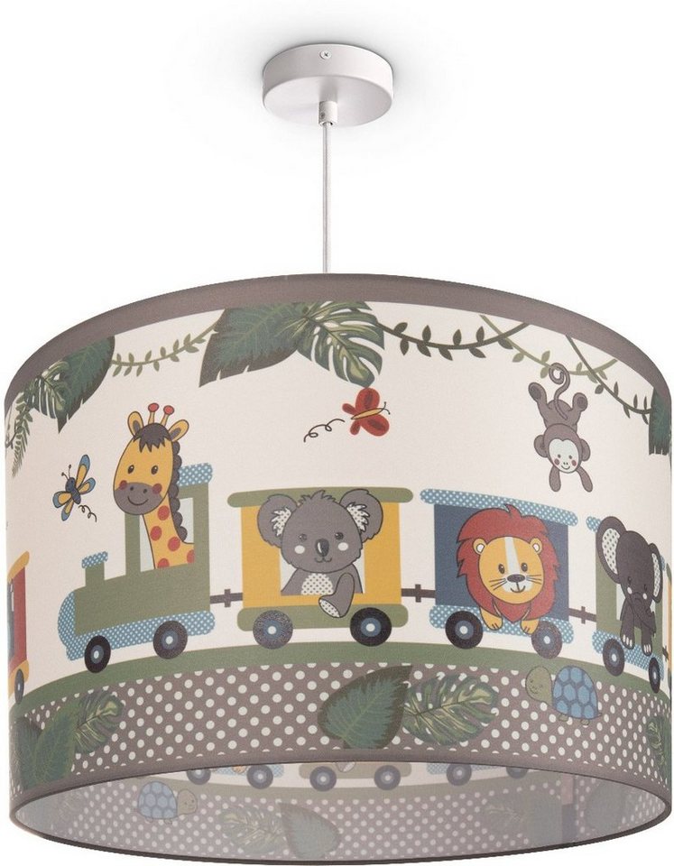 Paco Home Pendelleuchte Diamond 635, ohne Leuchtmittel, Kinderlampe  Deckenlampe LED Kinderzimmer Lampe Zug Tieren, E27
