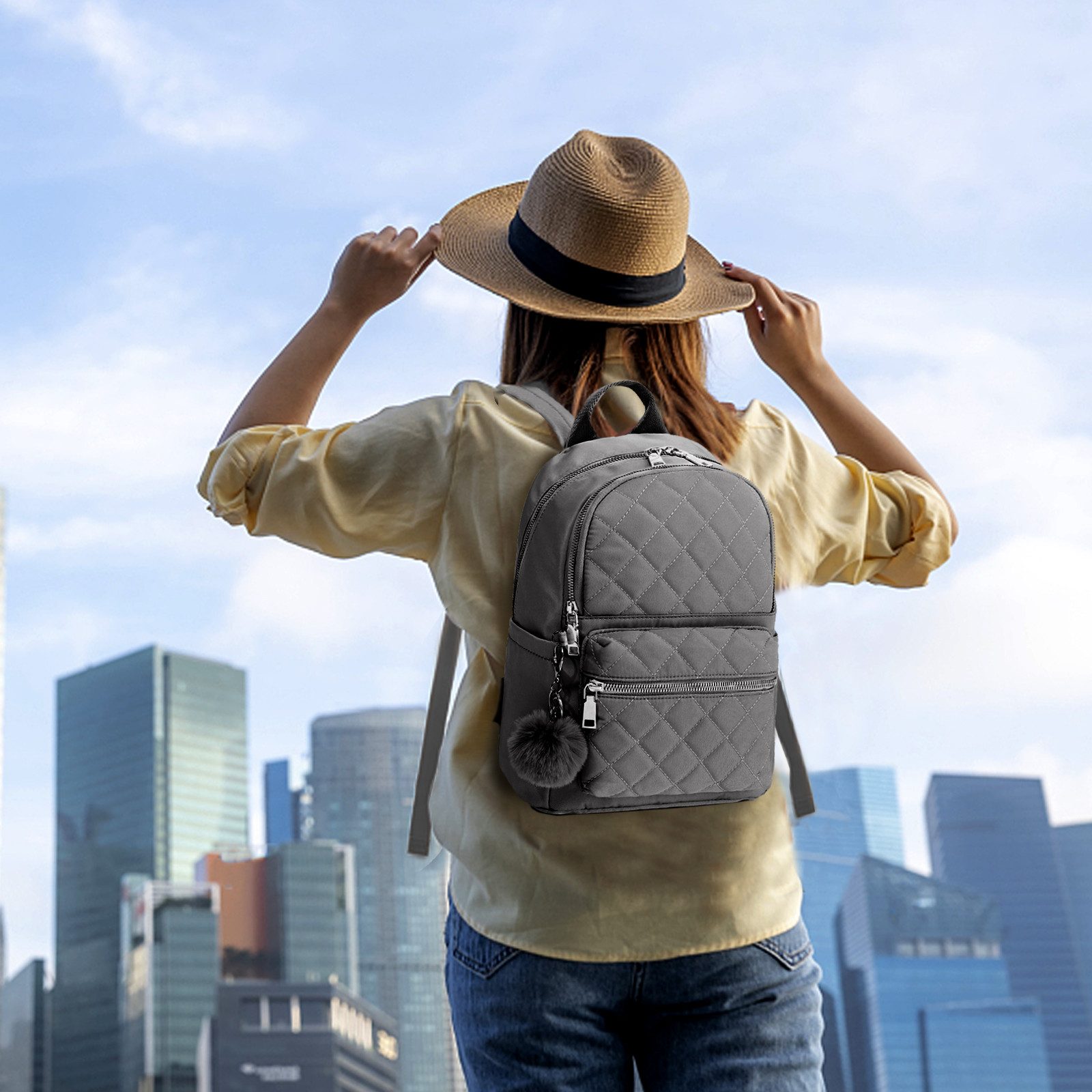 TAN.TOMI Cityrucksack Rucksack Damen Klein, Cityrucksack Nylon Wasserdicht Rucksäcke, Für Schule Travel Wandern Arbeit – Bild 2 von 5
