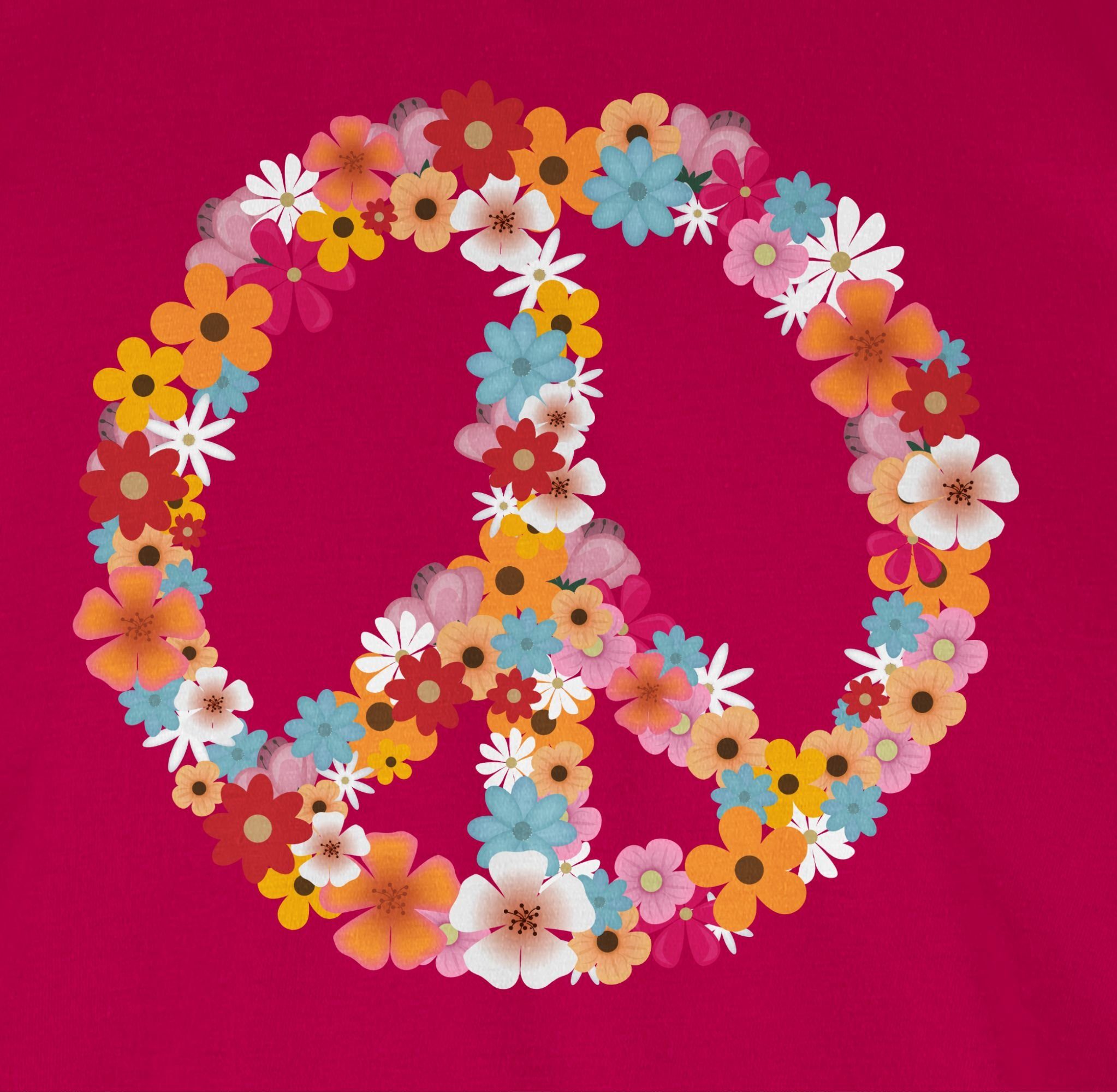 Damen Shirts Shirtracer T-Shirt Peace Flower Power - Sprüche Statement mit Spruch - Damen T-Shirt mit V-Ausschnitt Spruchshirt m