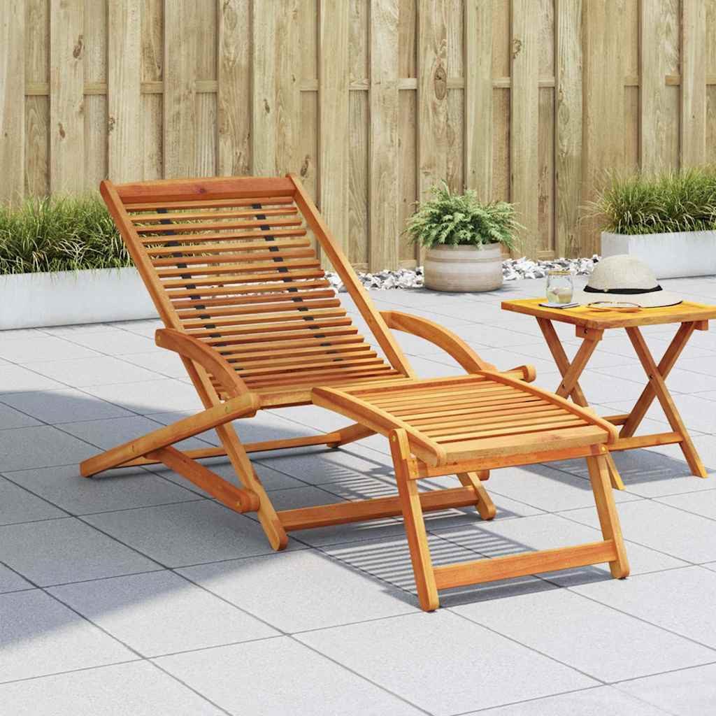 furnicato Gartenliege Liegestuhl mit Fußteil Massivholz Akazie, 1 St