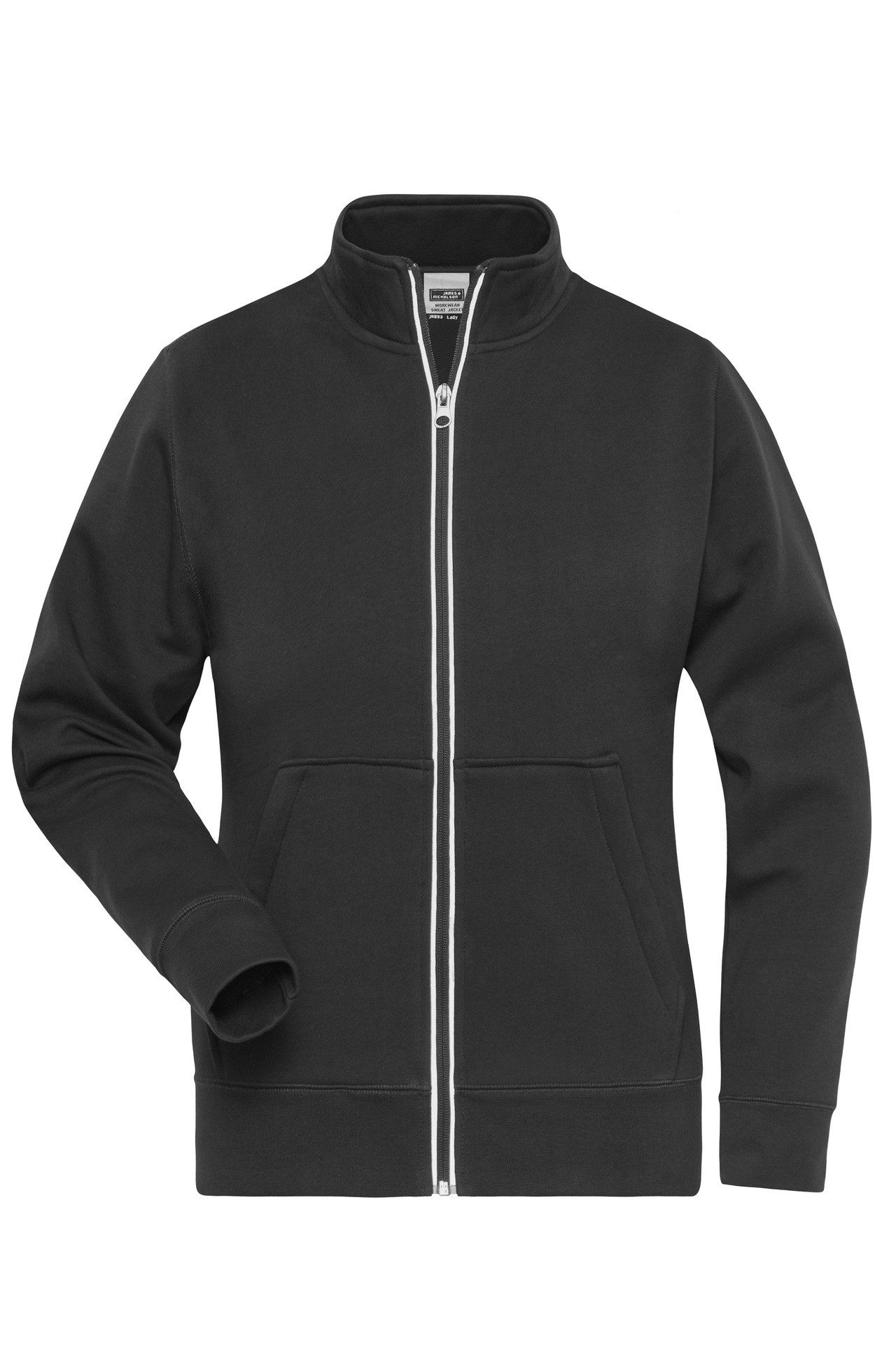 James & Nicholson Sweatjacke Leicht taillierte Damen Doppeljacke im Materialmix JN1809 Innen warmer Fleece, außen angenehmer Baumwoll-Jersey