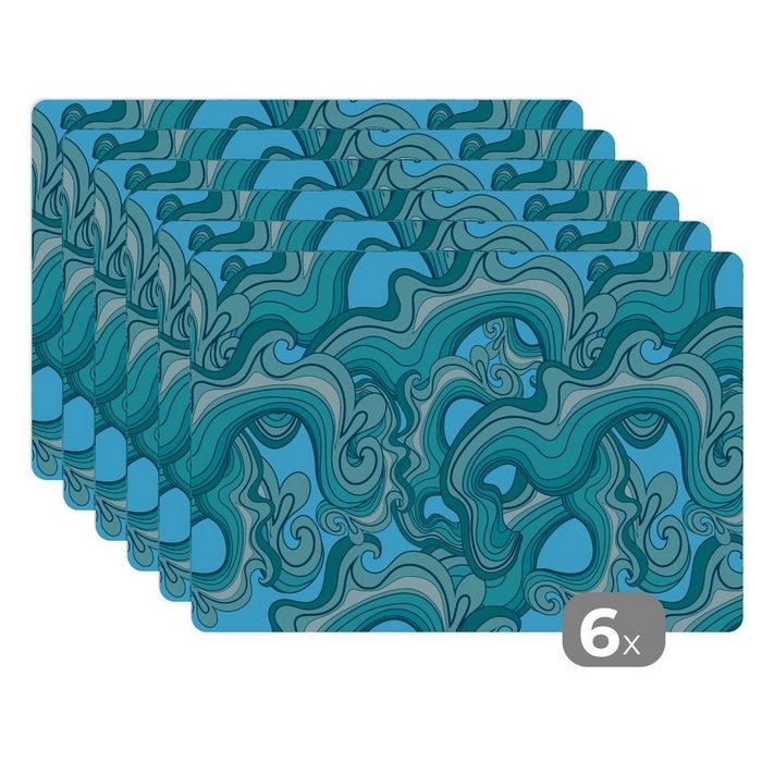 Platzset Meer - Muster - Marmor MuchoWow (6-St) Platzset Platzdecken Platzmatte Tischmatten Schmutzabweisend